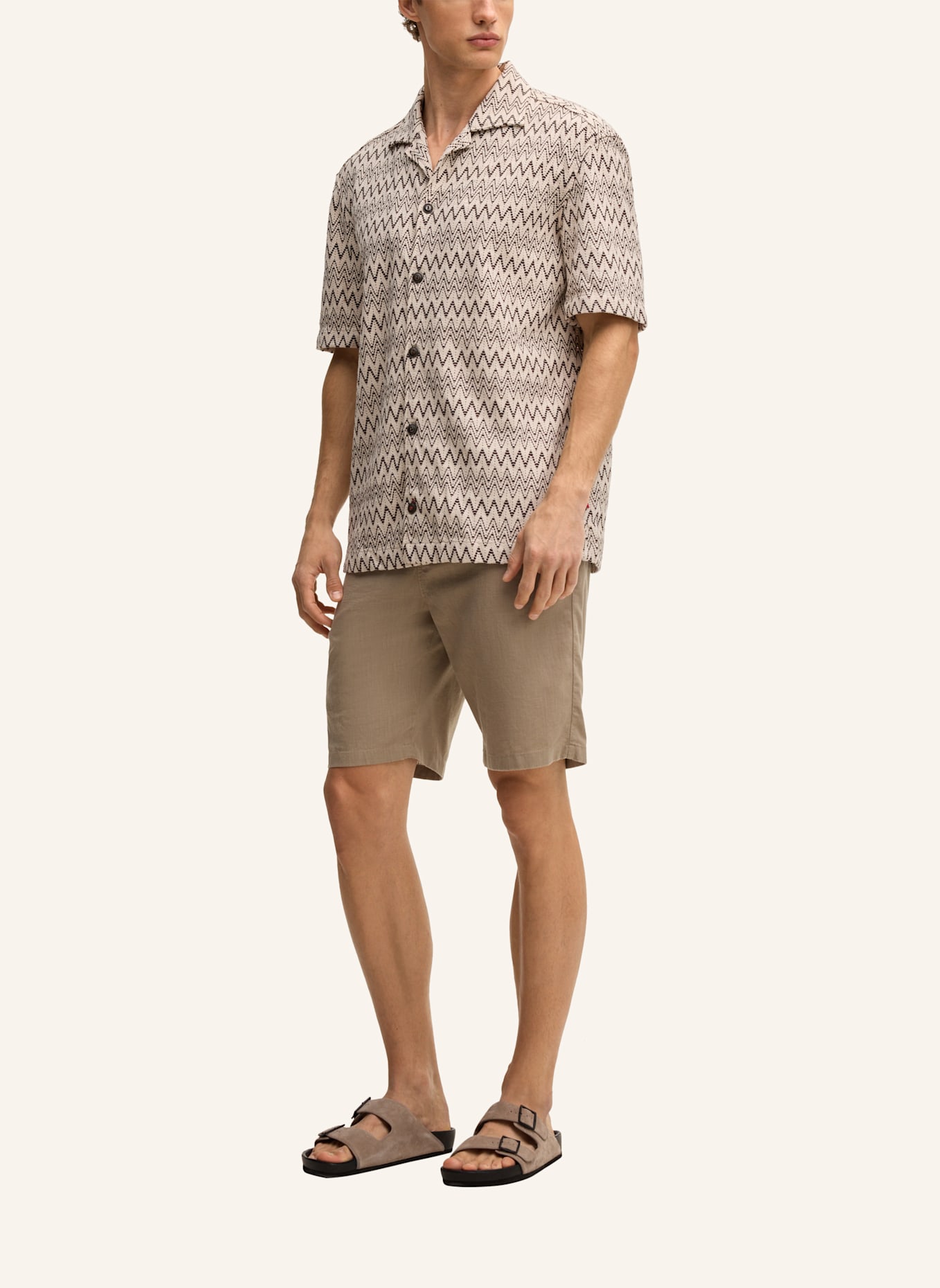 JOOP! JEANS Kurzarm-Hemd Regular Fit: BEIGE