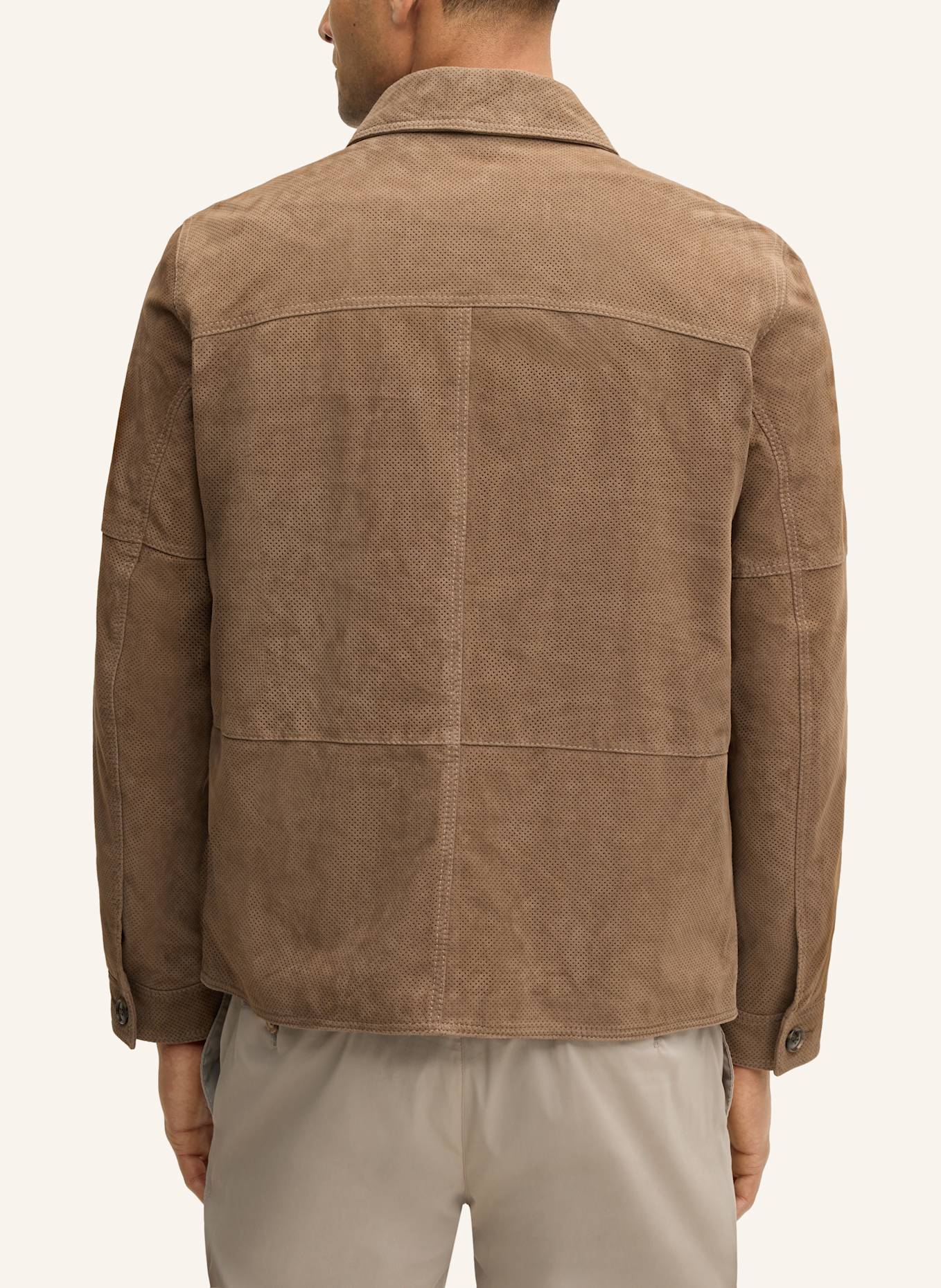 JOOP! Leder-Hemdjacke: TAUPE