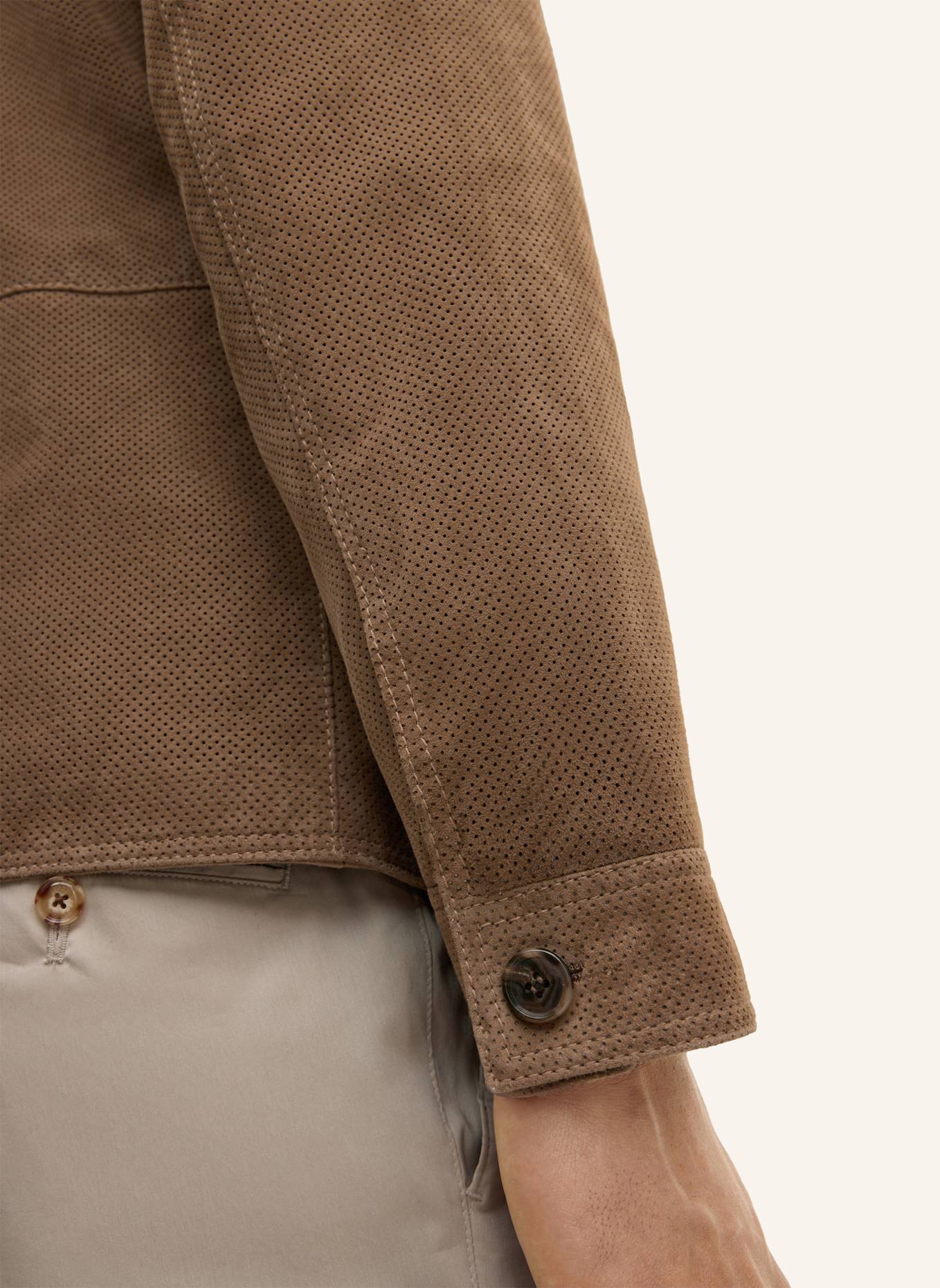 JOOP! Leder-Hemdjacke: TAUPE