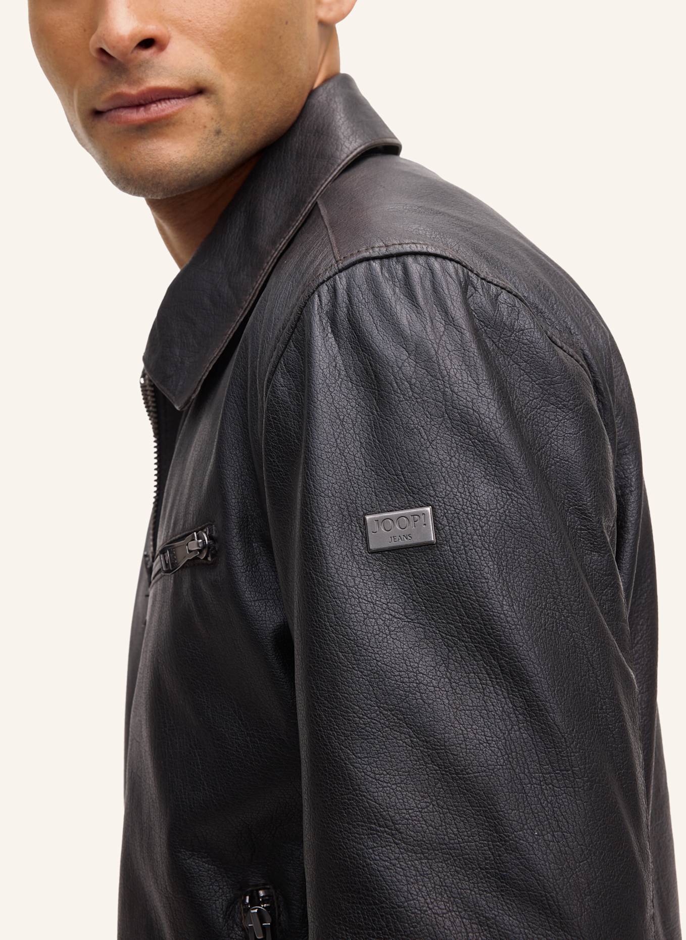 JOOP! JEANS Lederjacke: DUNKELBRAUN