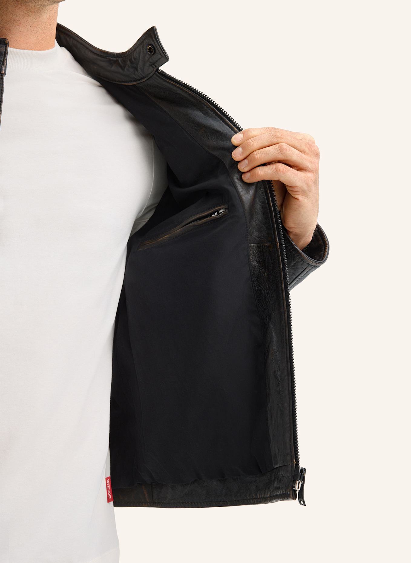 JOOP! JEANS Lederjacke: DUNKELBRAUN