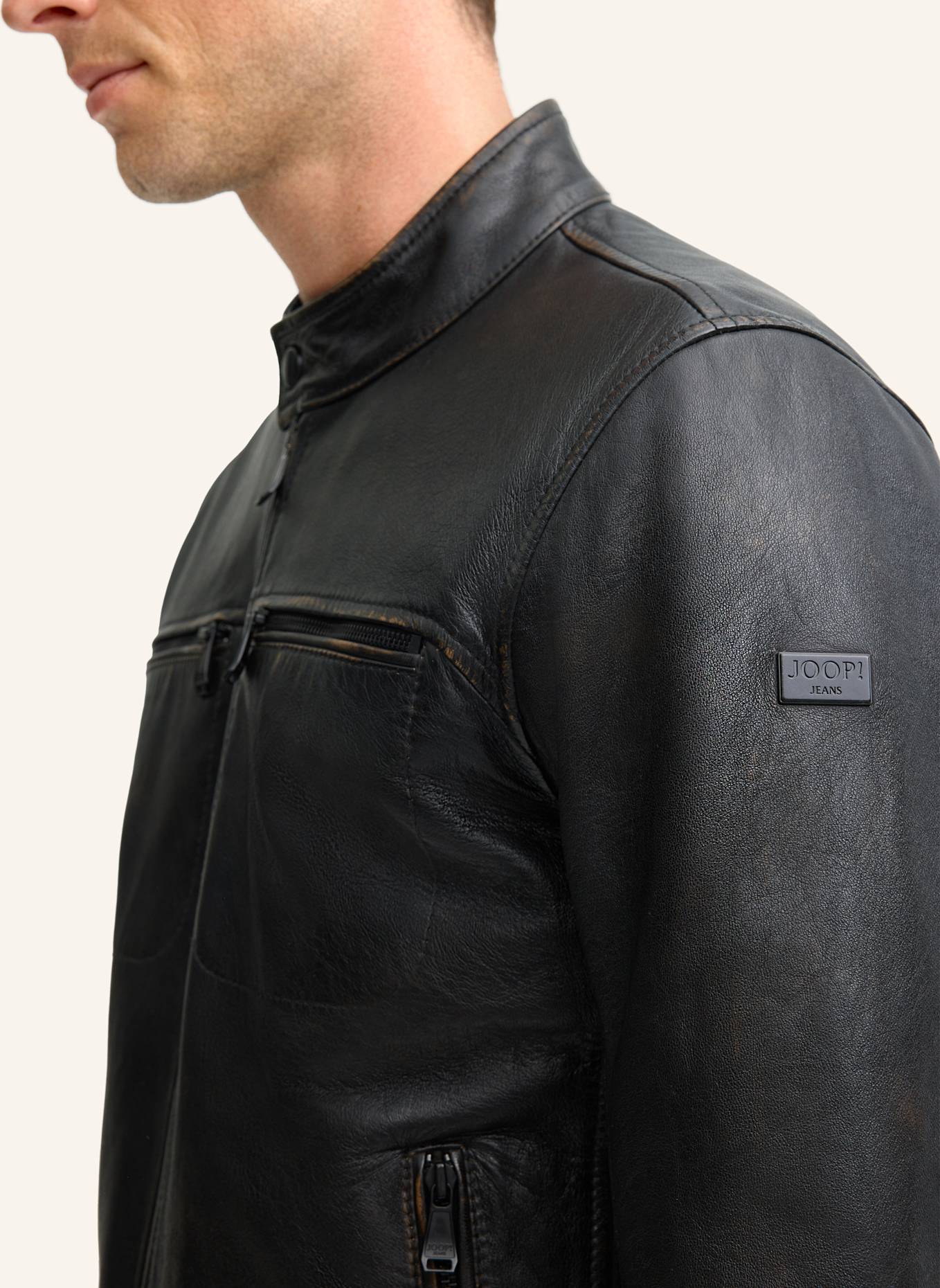 JOOP! JEANS Lederjacke: DUNKELBRAUN