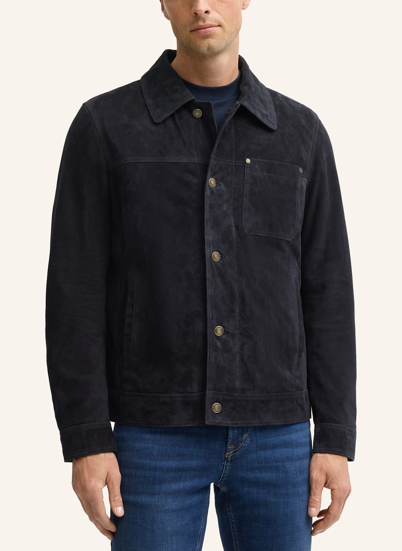 JOOP! JEANS Lederjacke: DUNKELBLAU