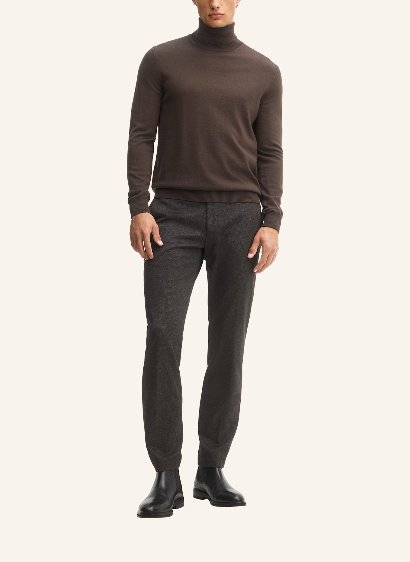 JOOP! Rollkragenpullover DONTE aus Merinowolle: DUNKELBRAUN