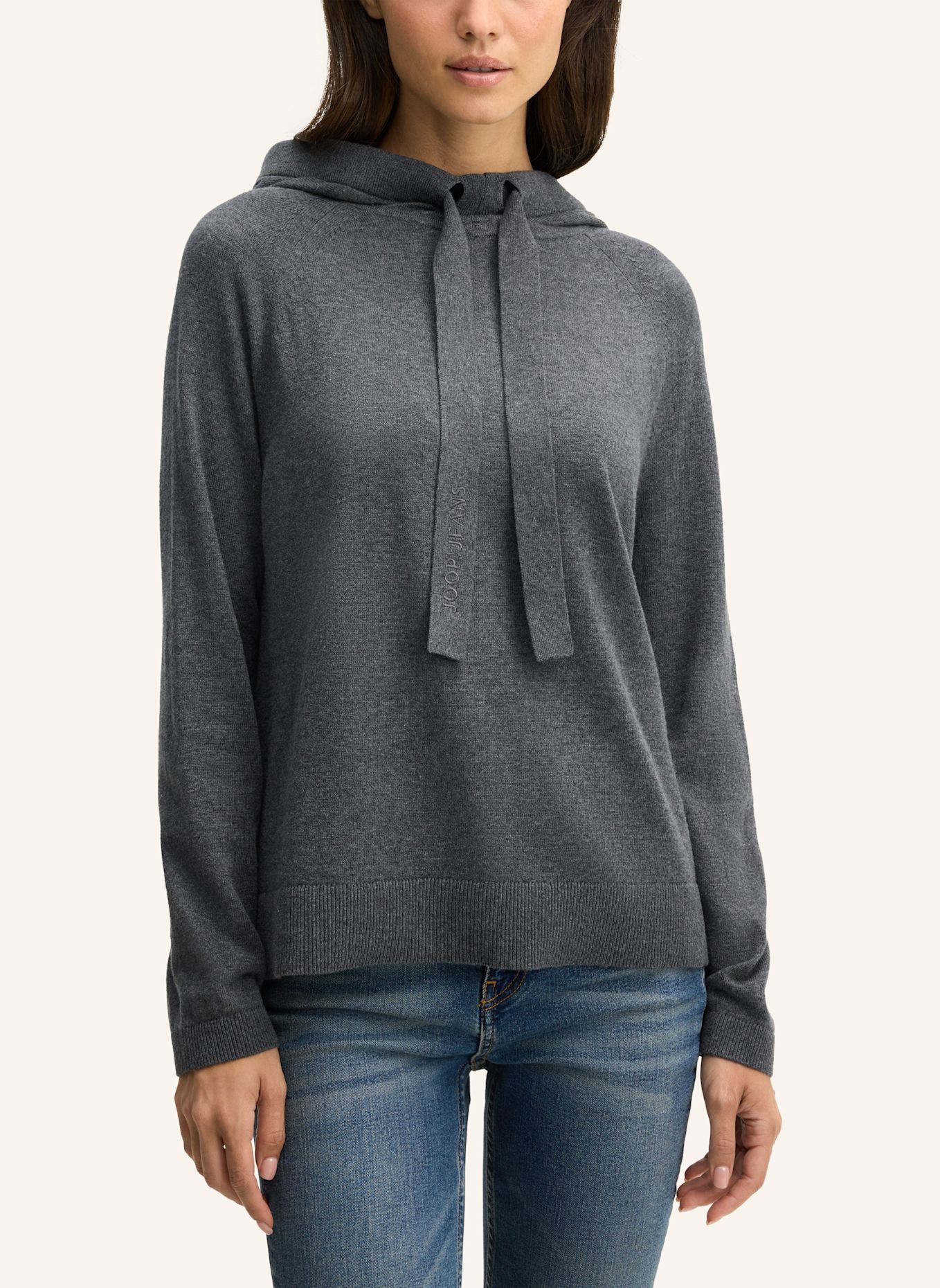 JOOP! JEANS Wollmix-Strick-Hoodie: GRAU