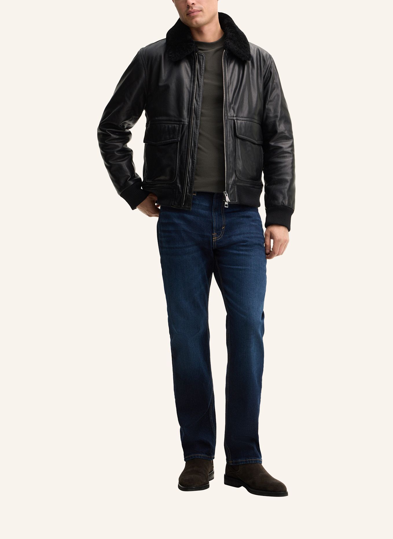 JOOP! JEANS Lederjacke: SCHWARZ