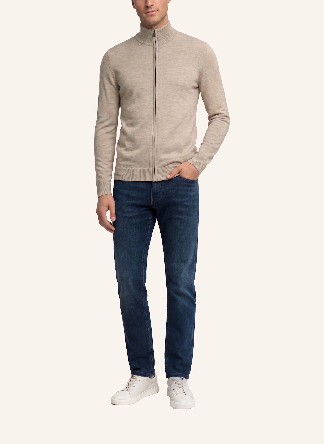 JOOP! Strickjacke DAVIS aus Merinowolle: BEIGE