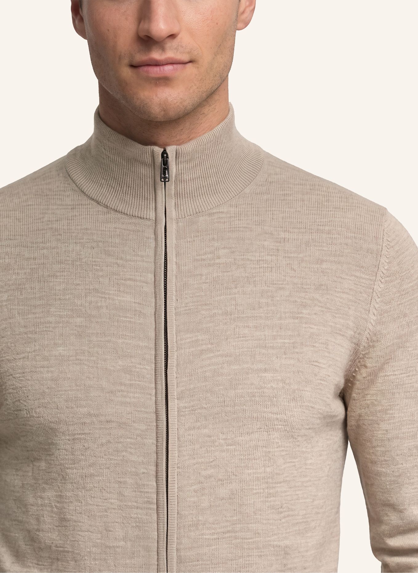 JOOP! Strickjacke DAVIS aus Merinowolle: BEIGE