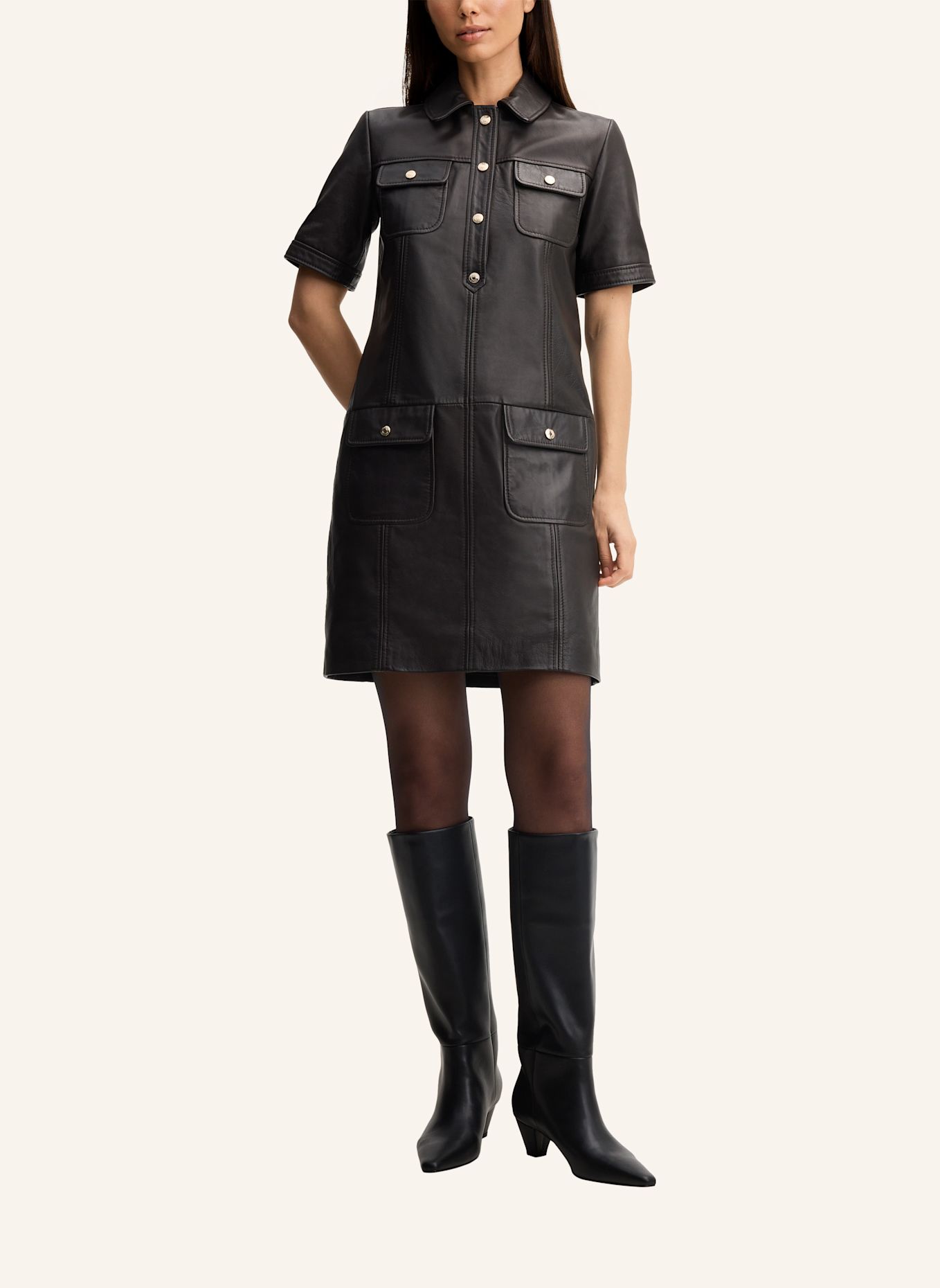 JOOP! Lederkleid: DUNKELBRAUN