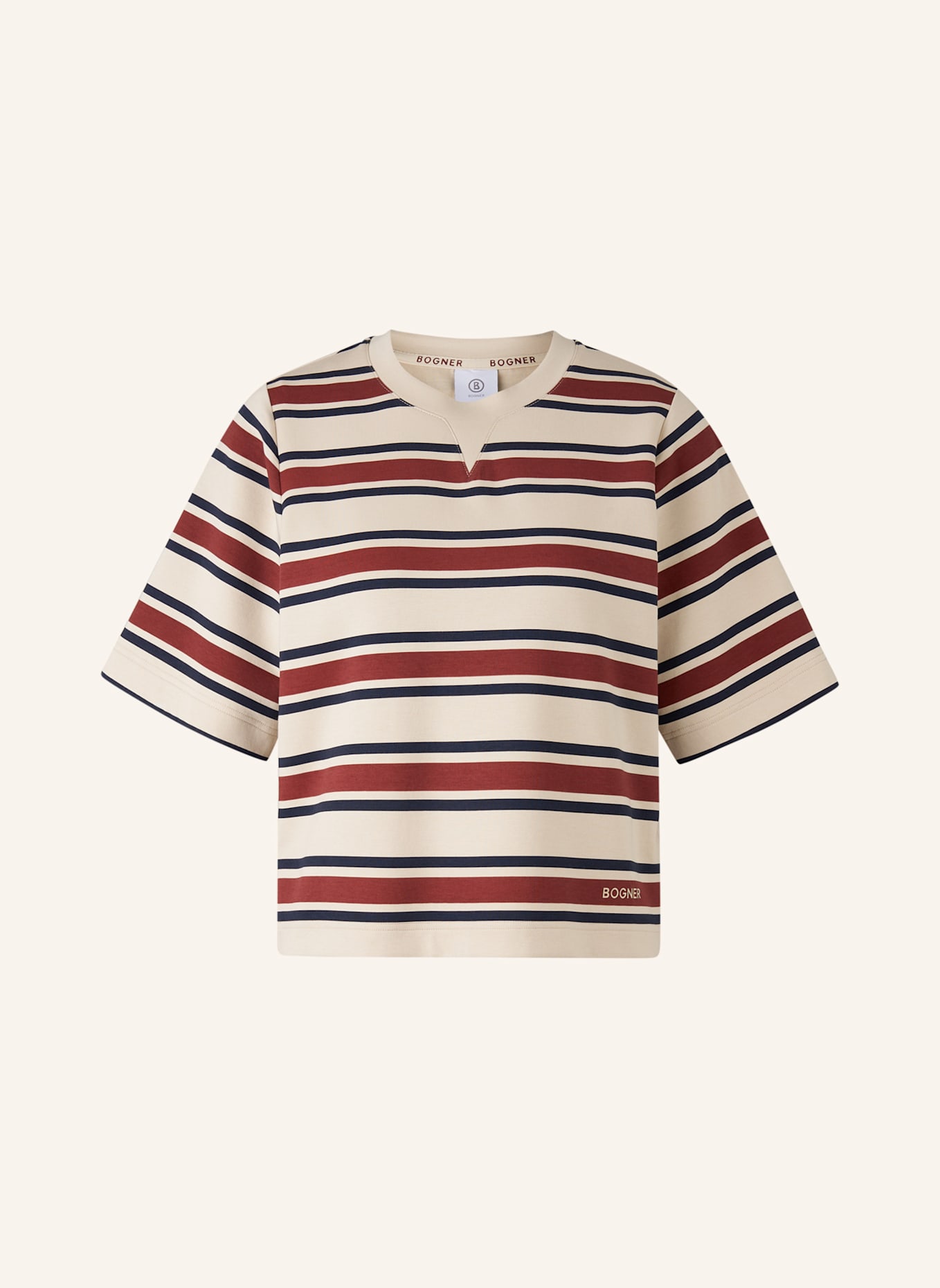 BOGNER T-Shirt: CREME/ ROT/ DUNKELBLAU