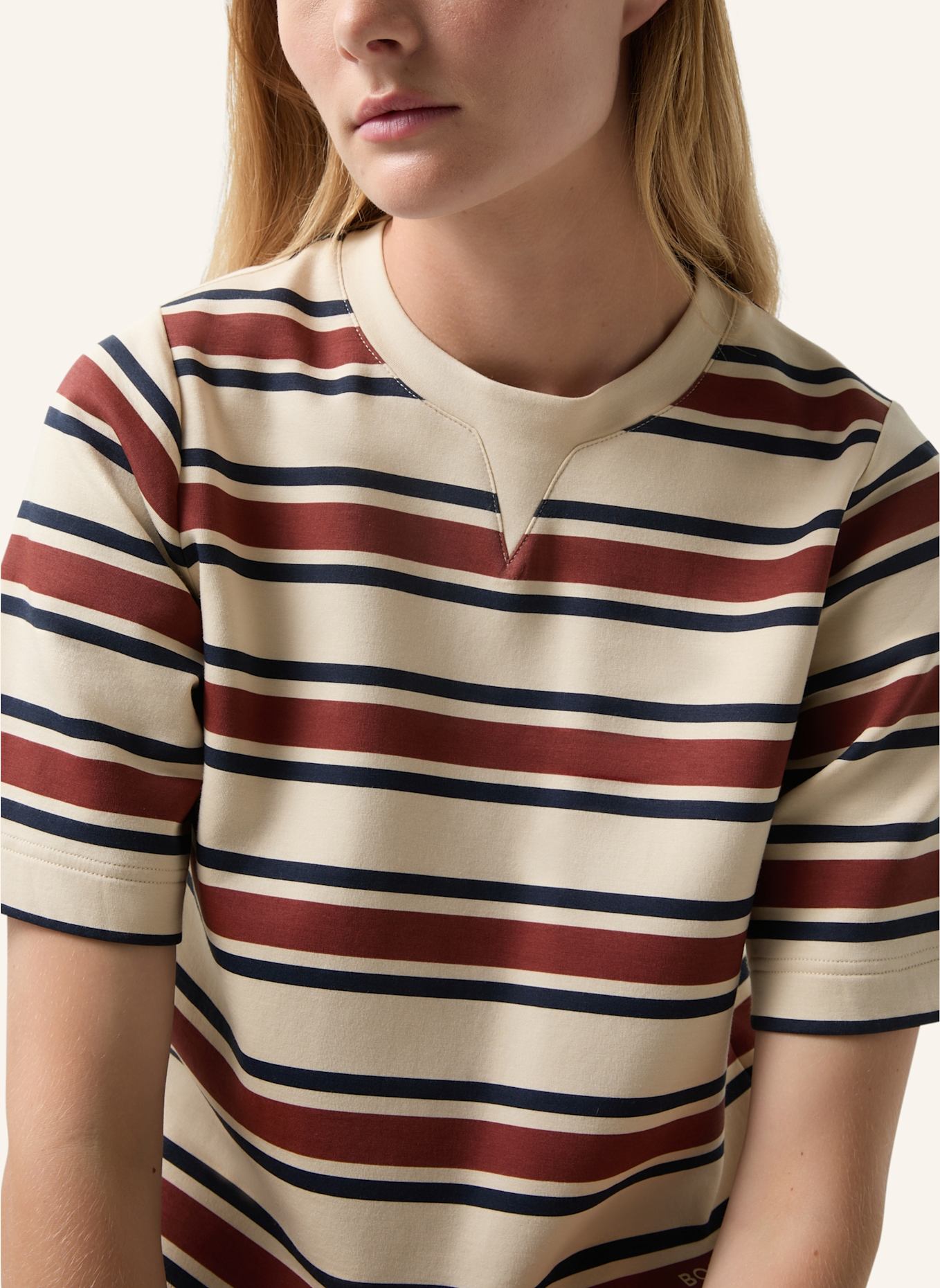 BOGNER T-Shirt: CREME/ ROT/ DUNKELBLAU