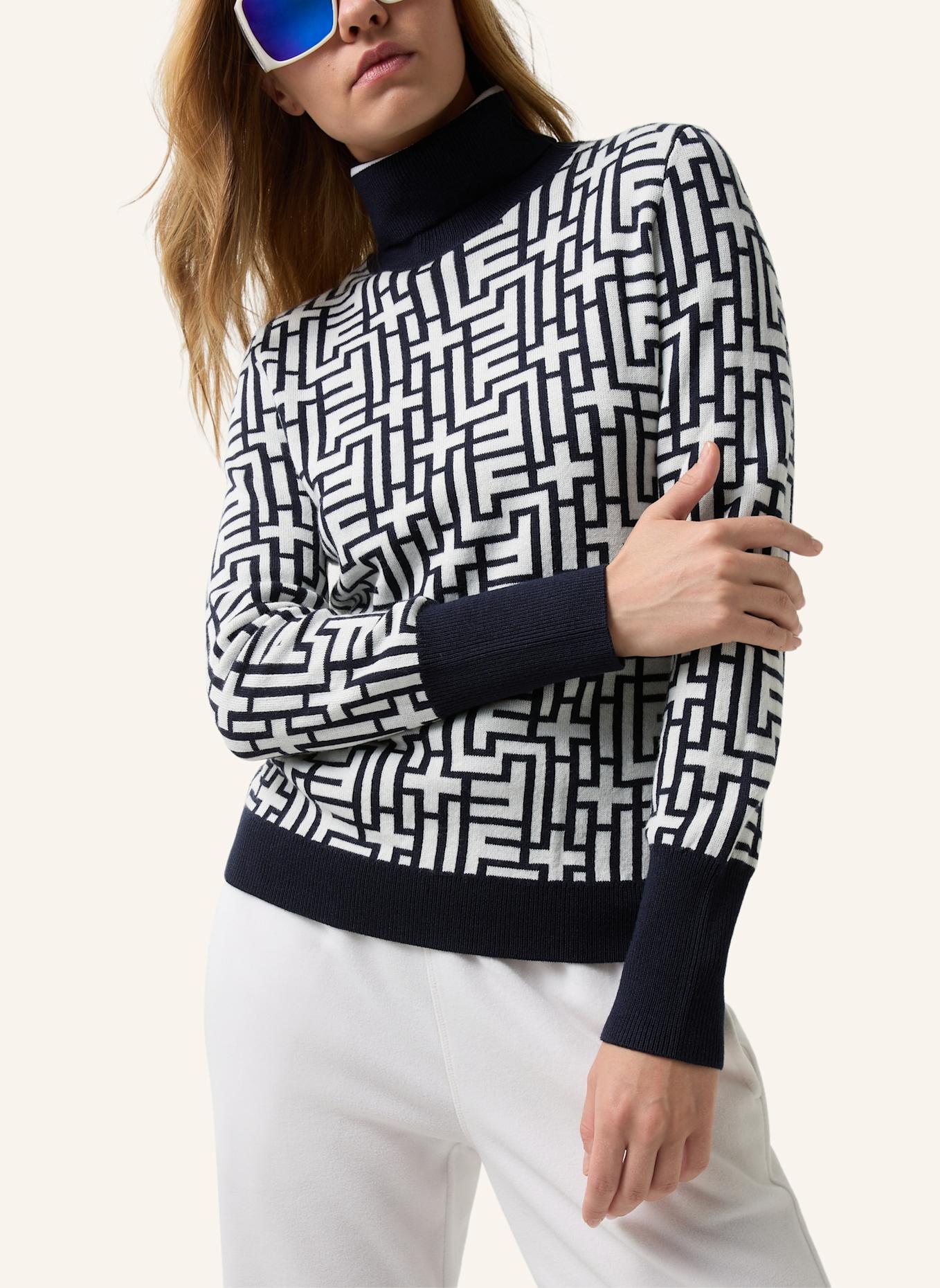 FIRE+ICE Pullover: DUNKELBLAU/ WEISS