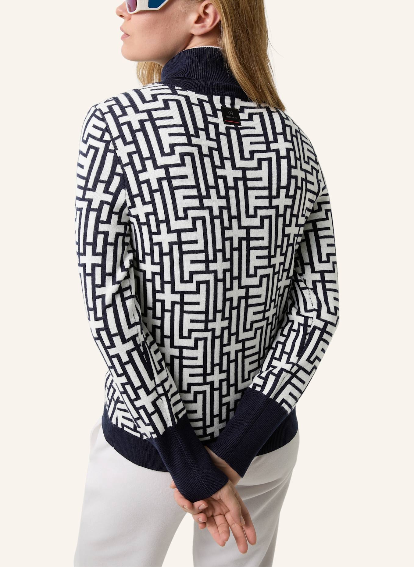 FIRE+ICE Pullover: DUNKELBLAU/ WEISS