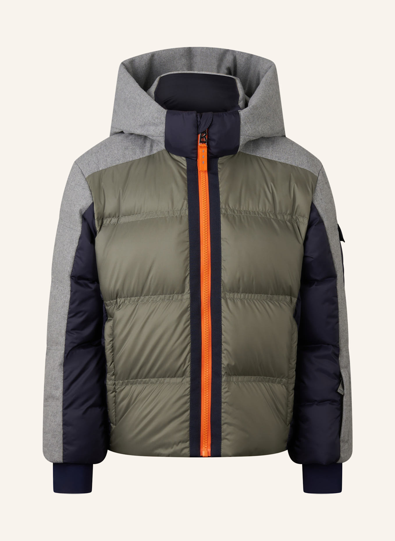 BOGNER Skijacke: HELLGRAU/ OLIV/ BLAU