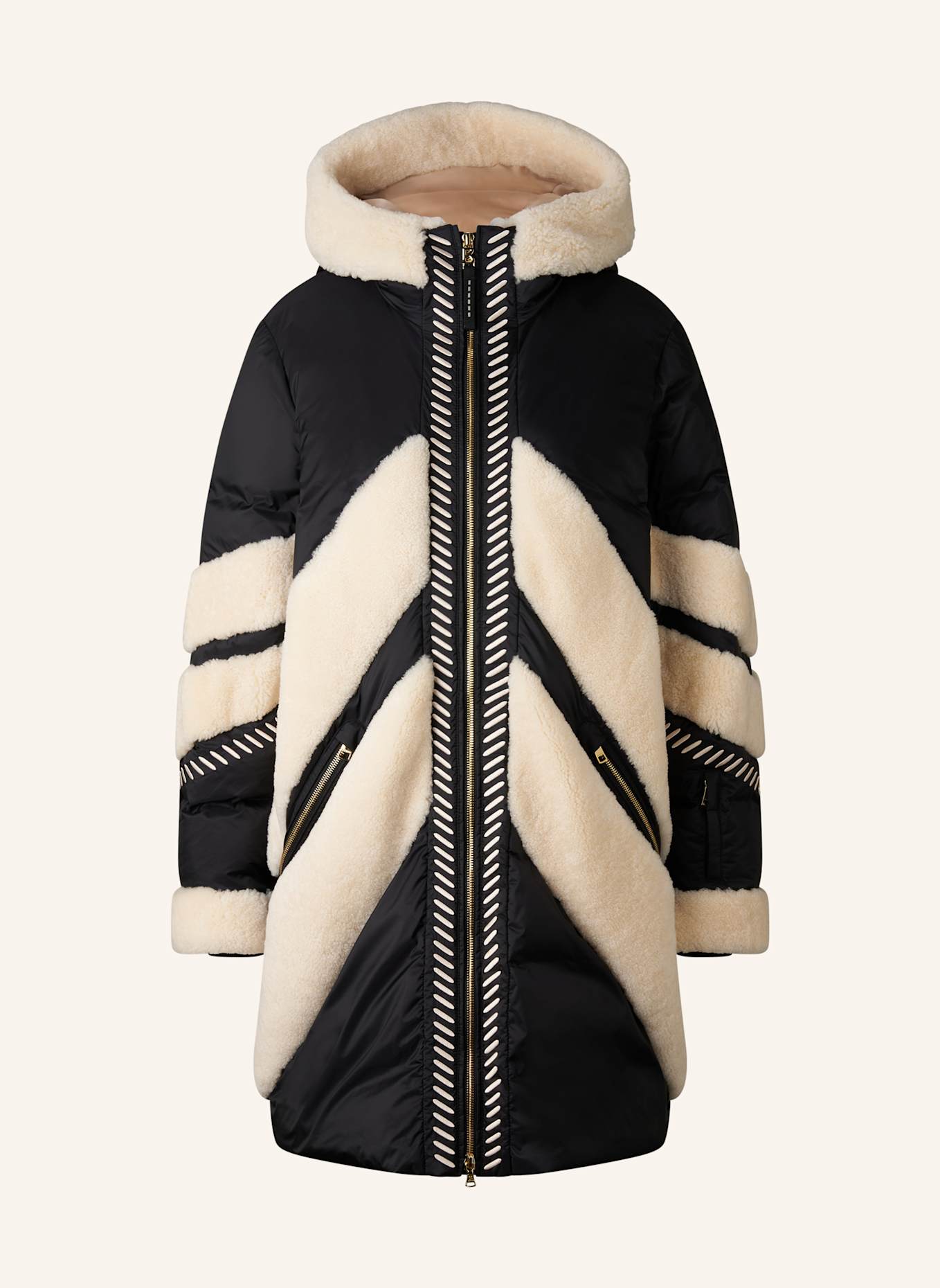 BOGNER Daunenmantel: SCHWARZ/ CREME