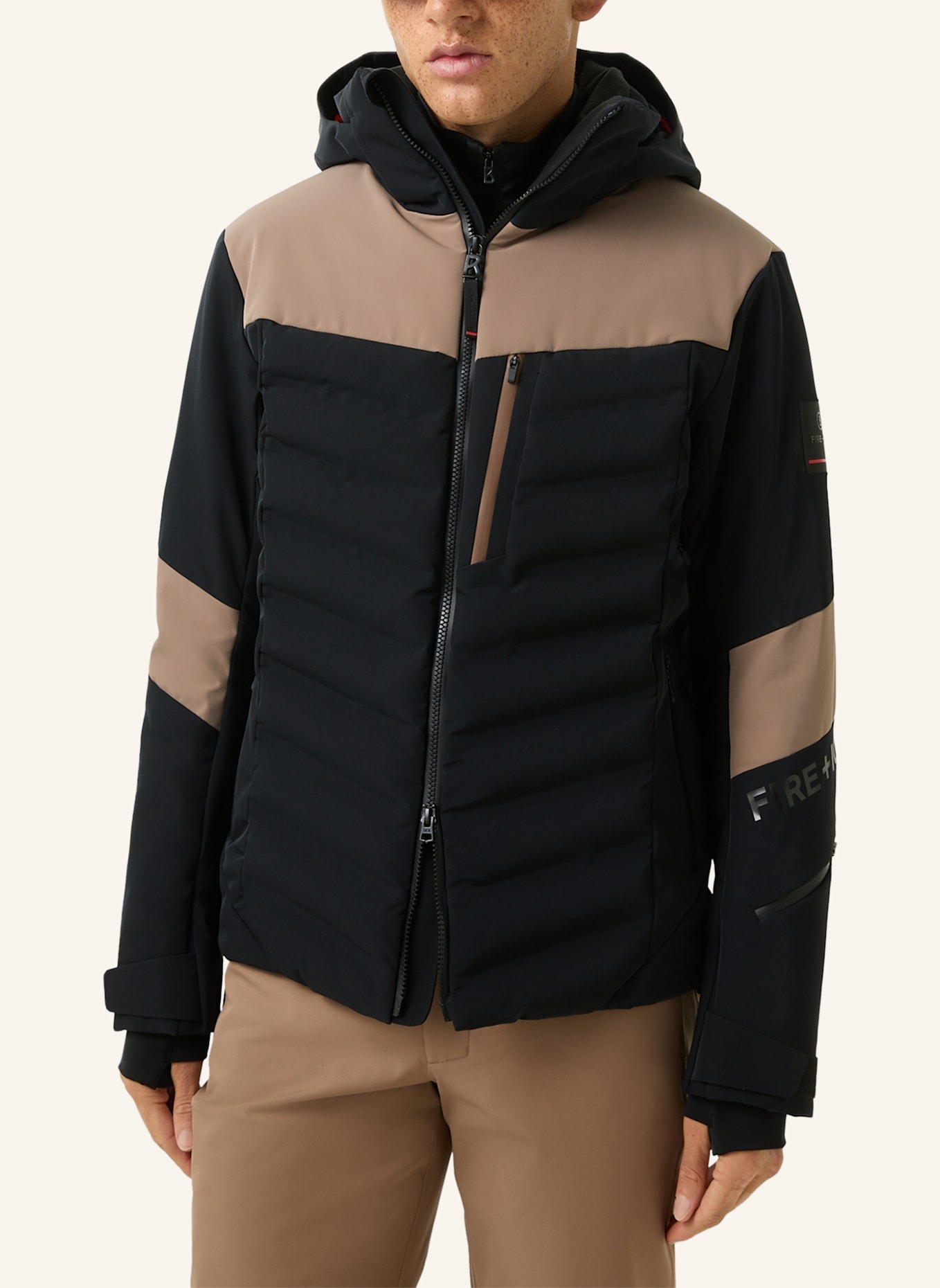 FIRE+ICE Skijacke: SCHWARZ/ BEIGE