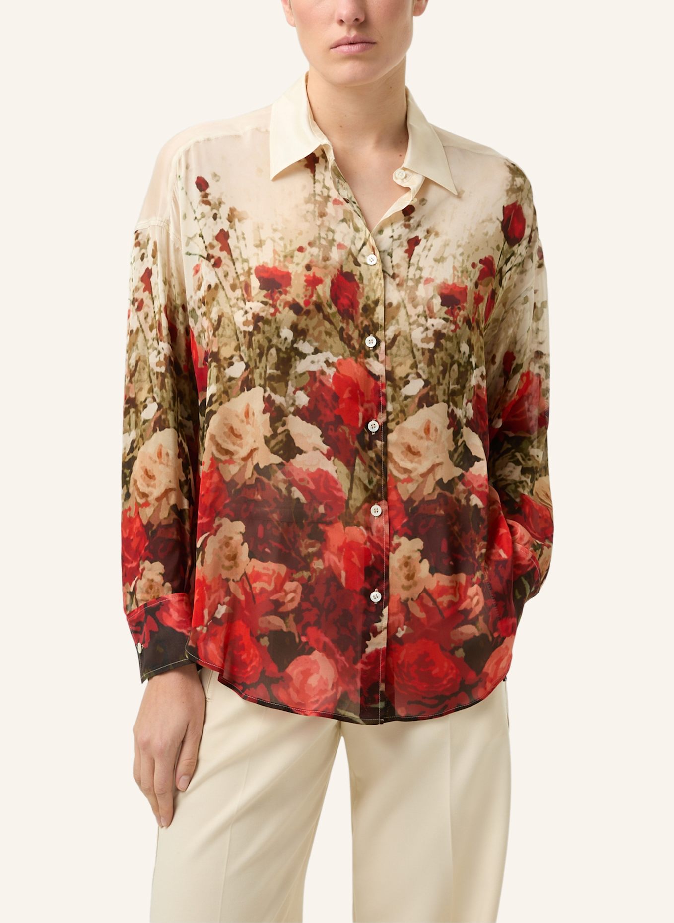 BOGNER Bluse: ROT/ BEIGE