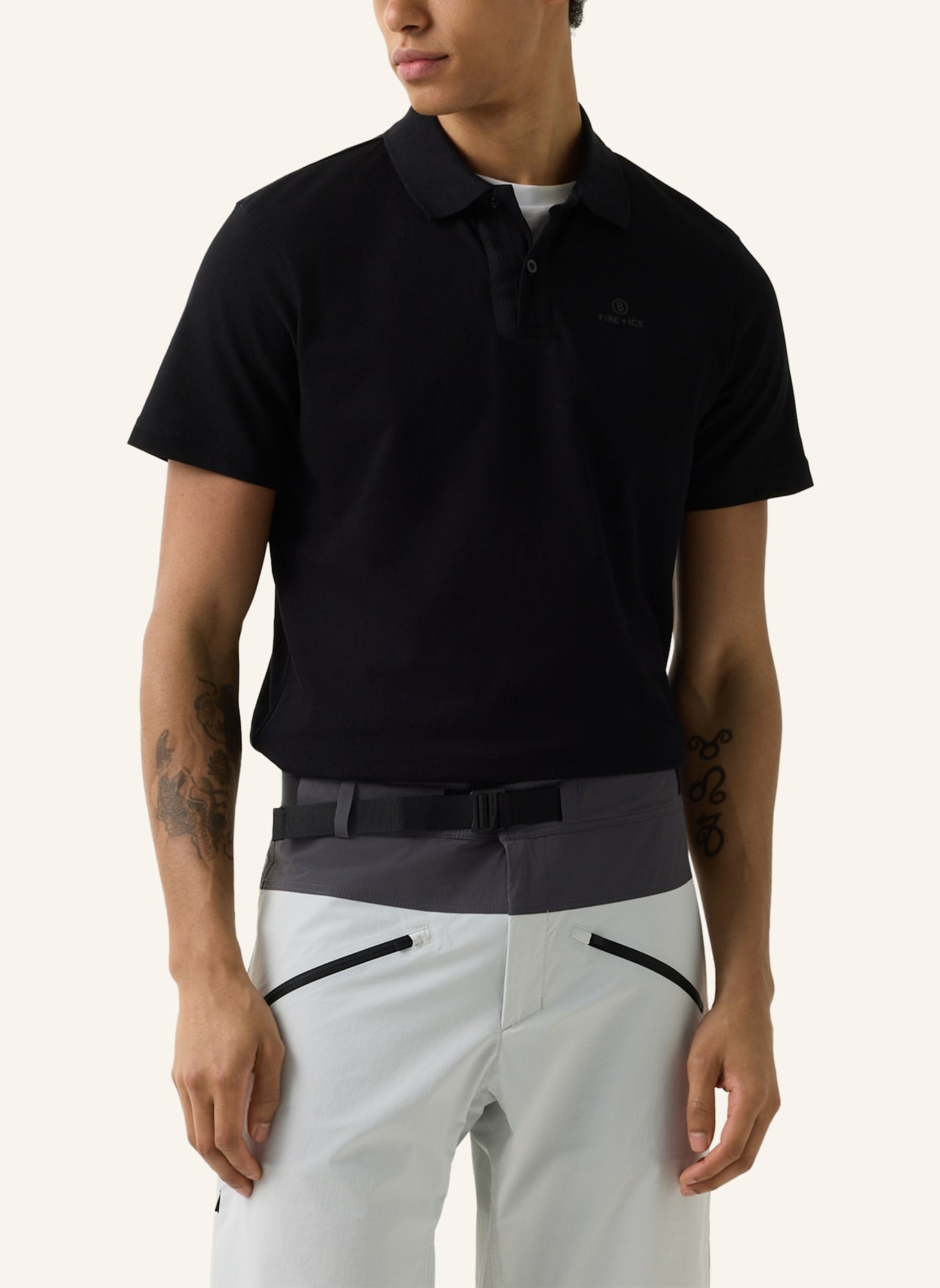 FIRE+ICE Polo-Shirt: SCHWARZ