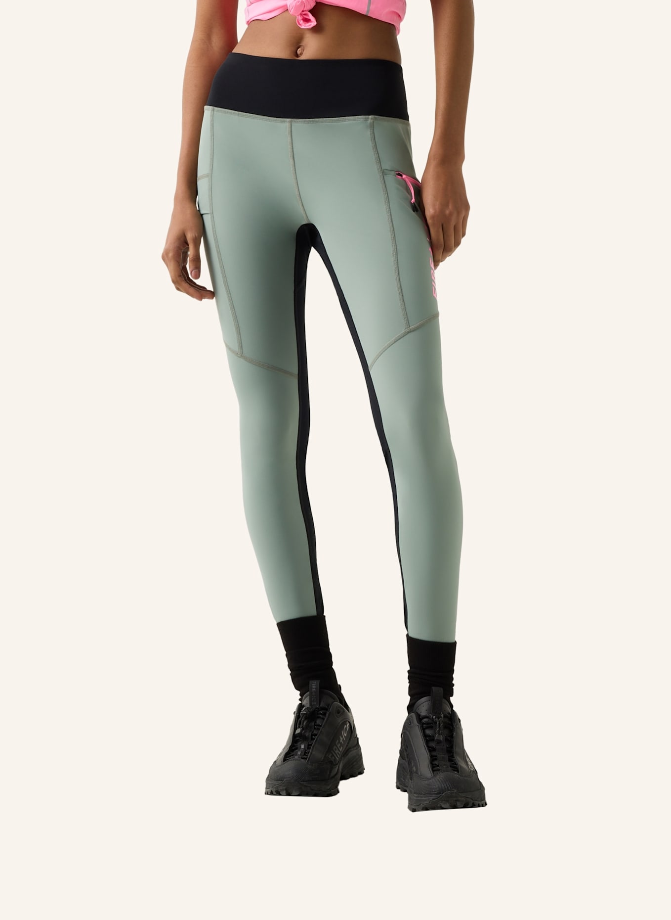 FIRE+ICE Tights: HELLGRÜN/ SCHWARZ