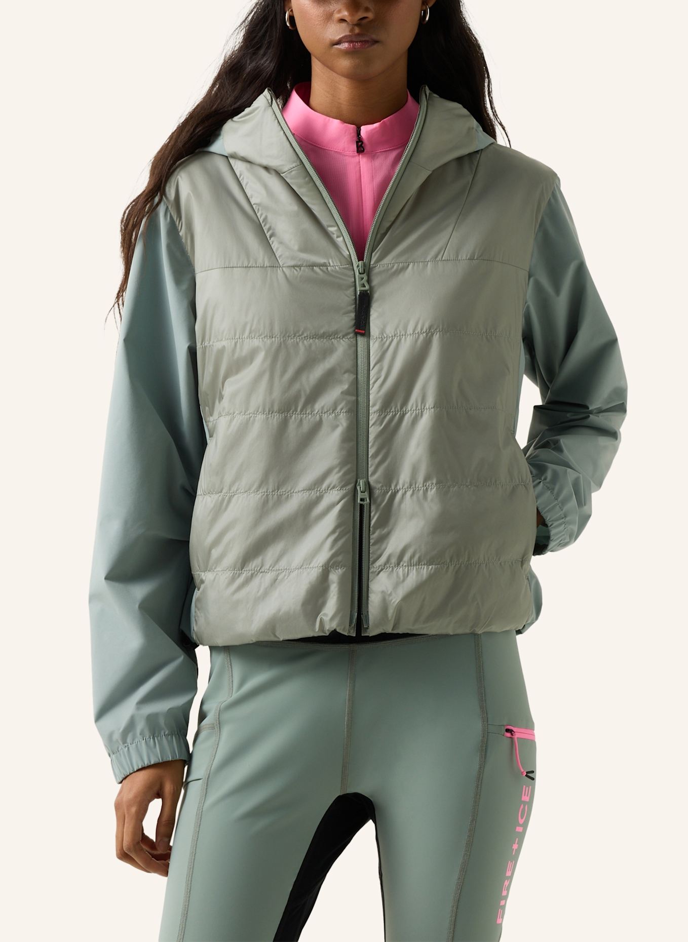 FIRE+ICE Hybrid-Jacke: GRÜN