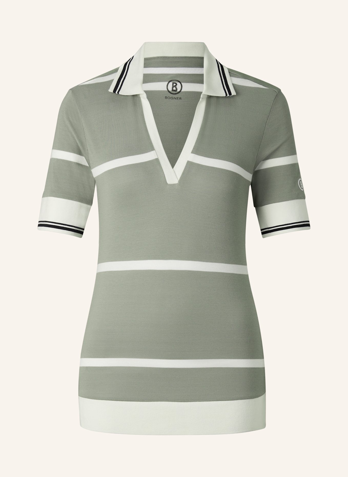 BOGNER Polo-Shirt: GRÜN/ WEISS