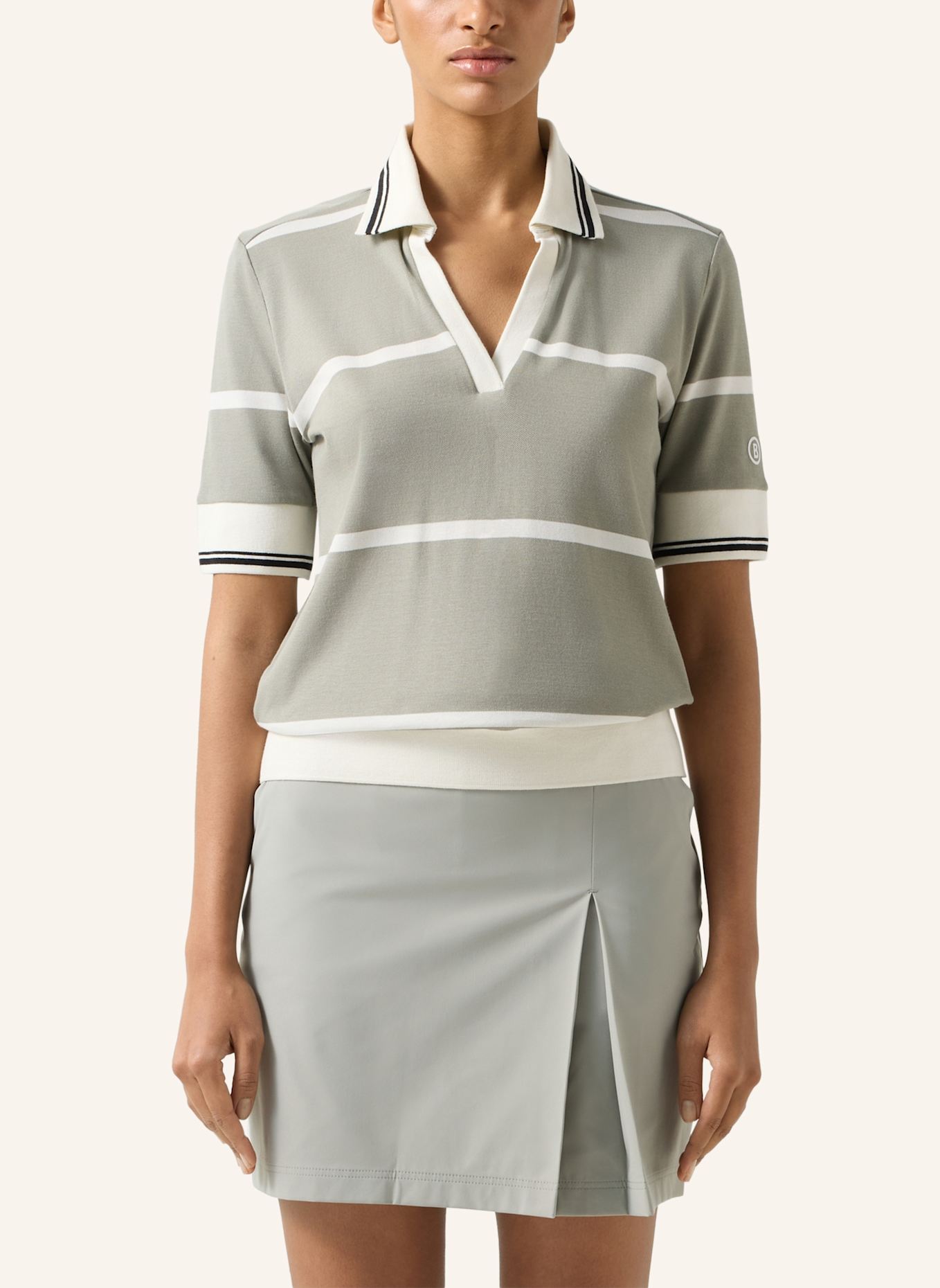 BOGNER Polo-Shirt: GRÜN/ WEISS