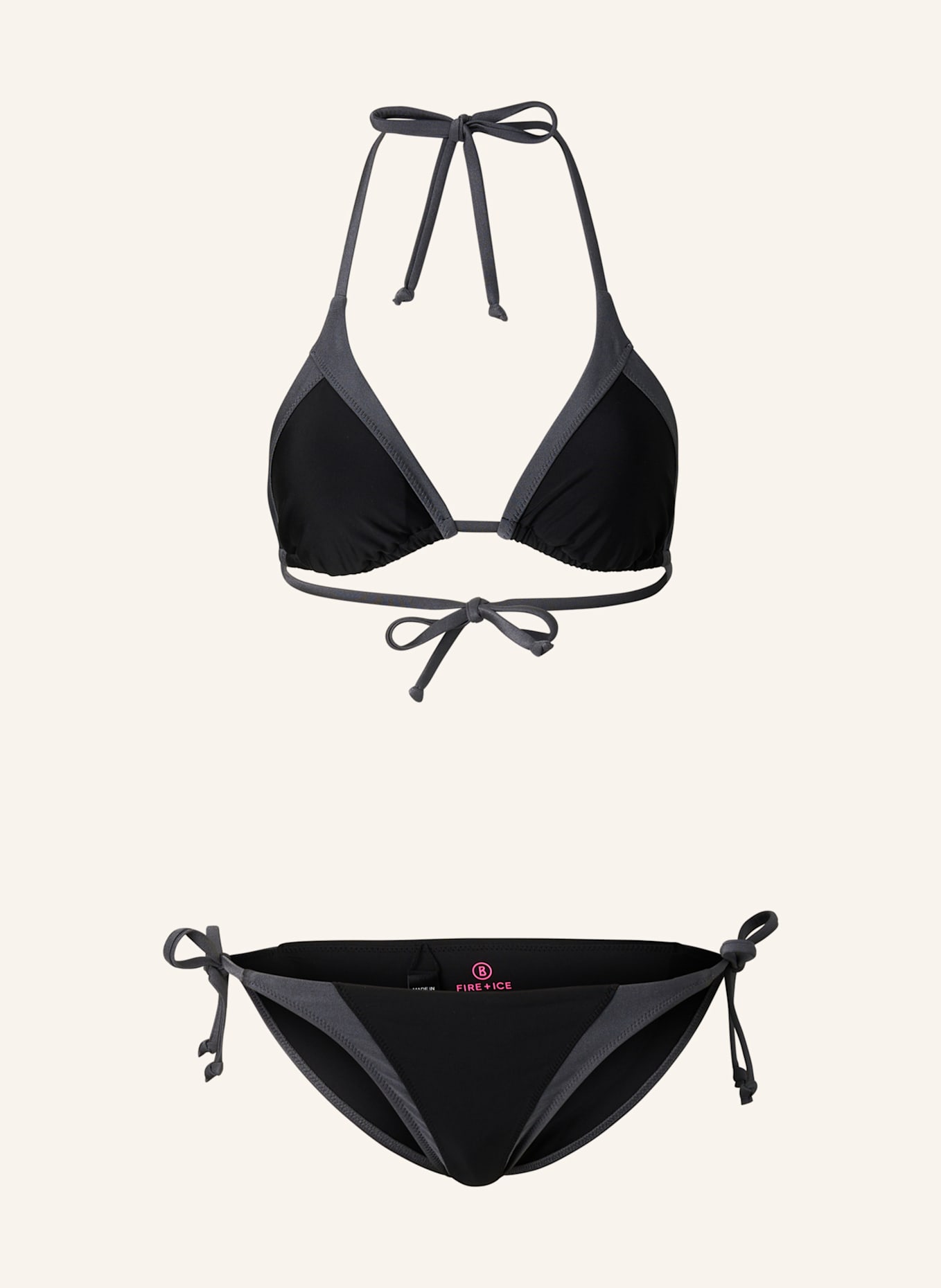 FIRE+ICE Bikini-Set: SCHWARZ/ DUNKELGRAU