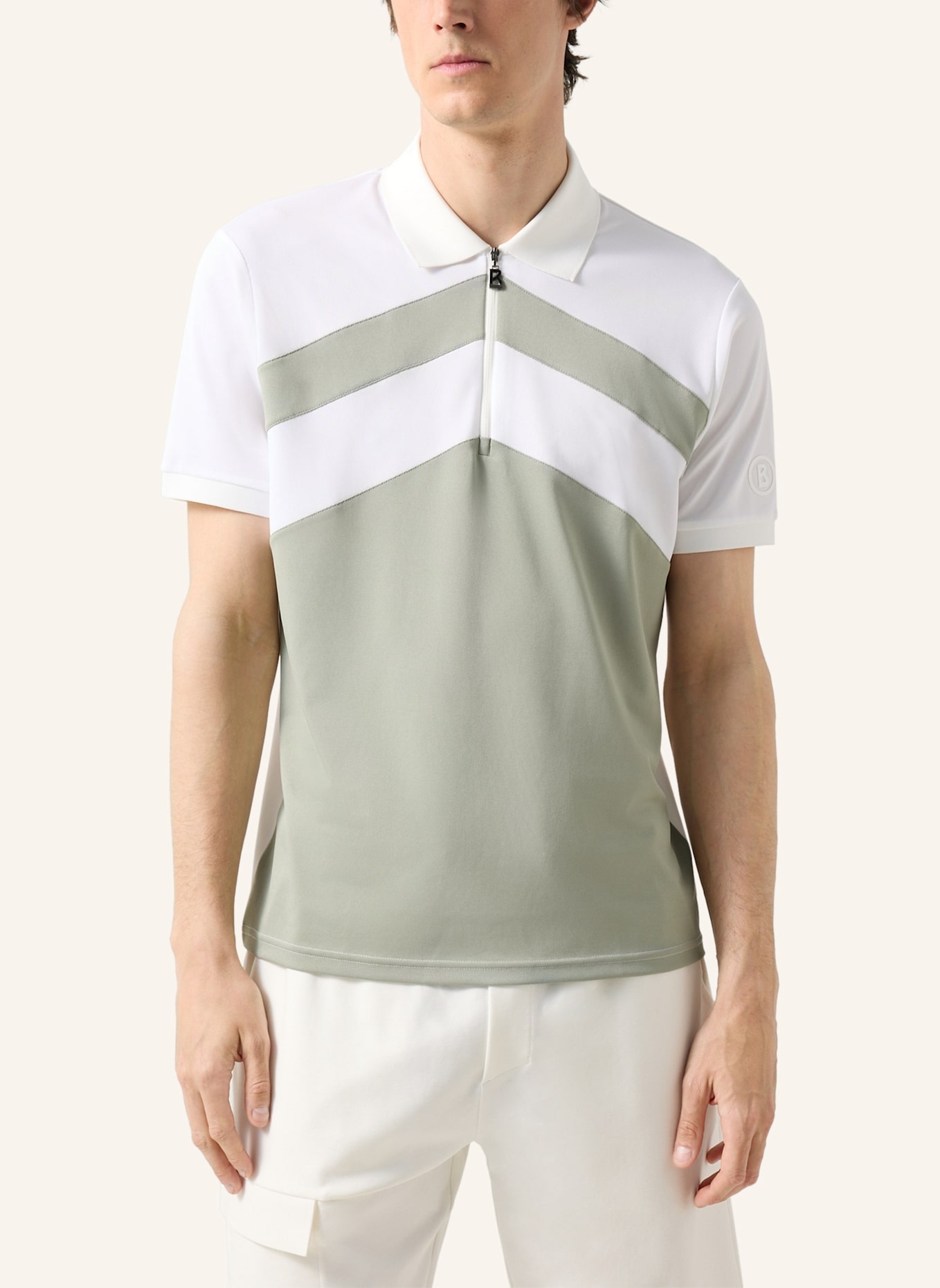 BOGNER Polo-Shirt: GRÜN/ WEISS