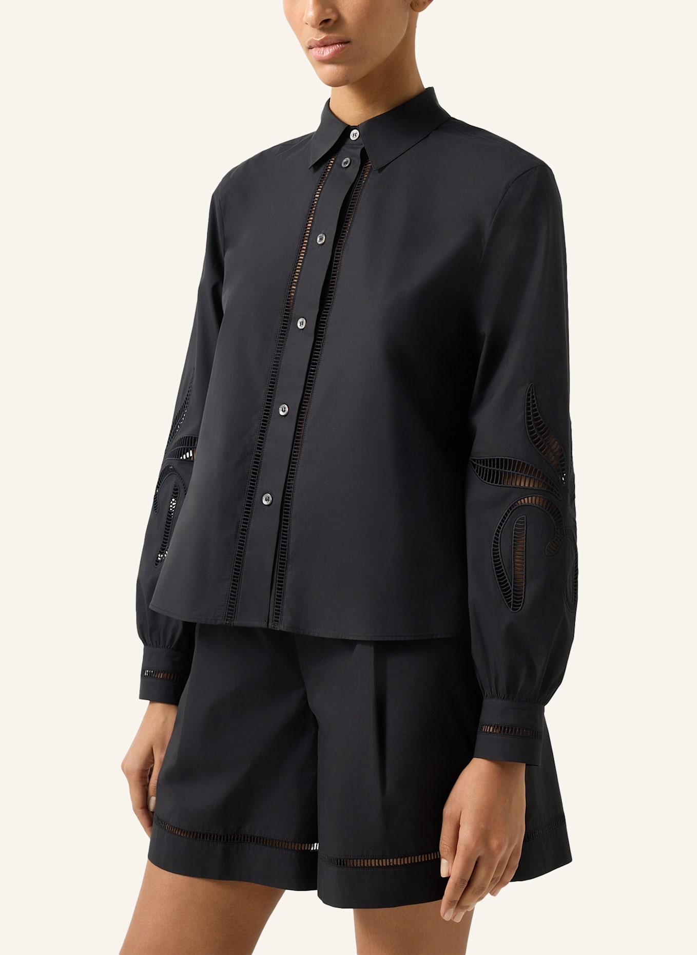 BOGNER Hemdbluse SUMMER mit Spitze: SCHWARZ