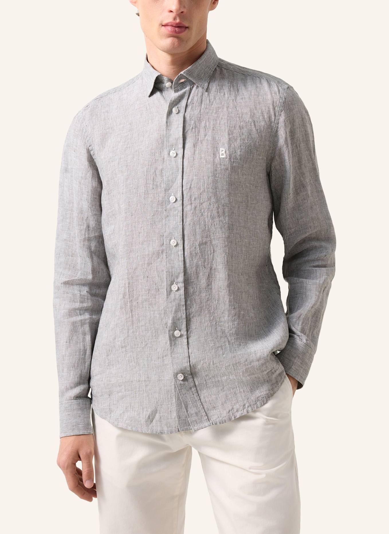 BOGNER Leinenhemd TIMI Regular Fit: OLIV/ WEISS
