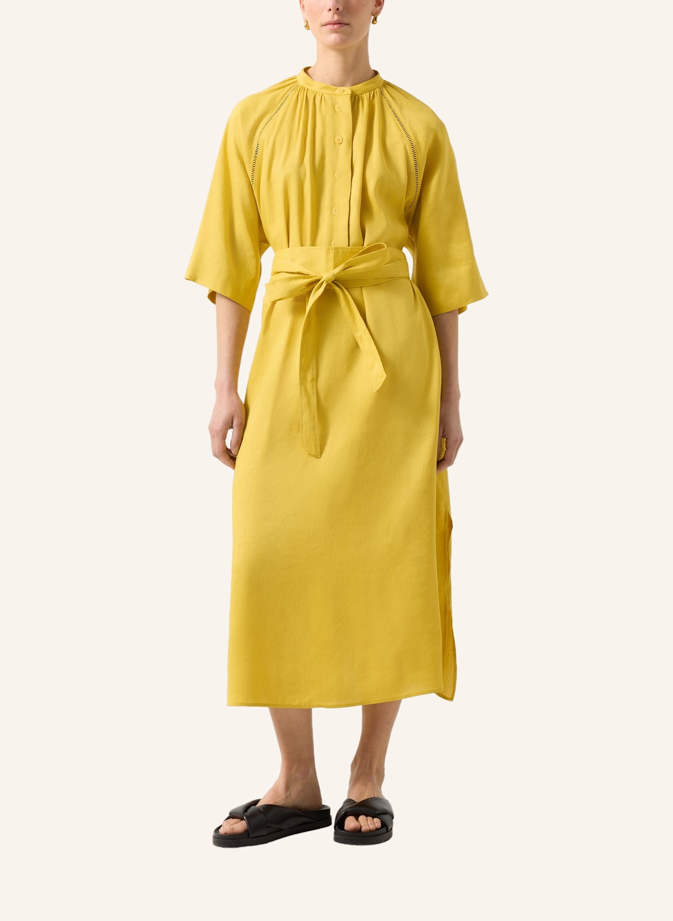 BOGNER Kleid CATELYN mit Leinen und 3/4-Arm: GELB