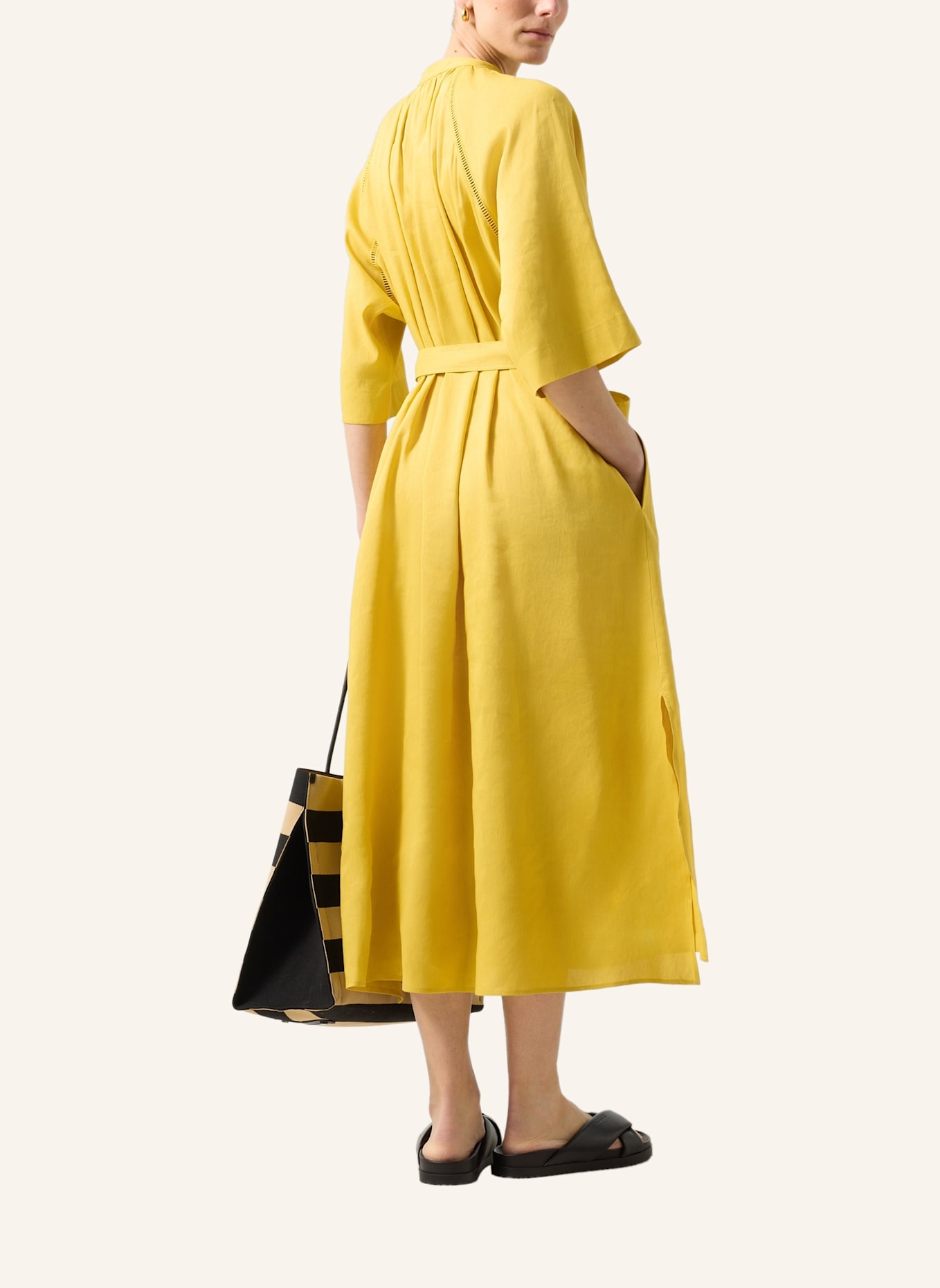 BOGNER Kleid CATELYN mit Leinen und 3/4-Arm: GELB