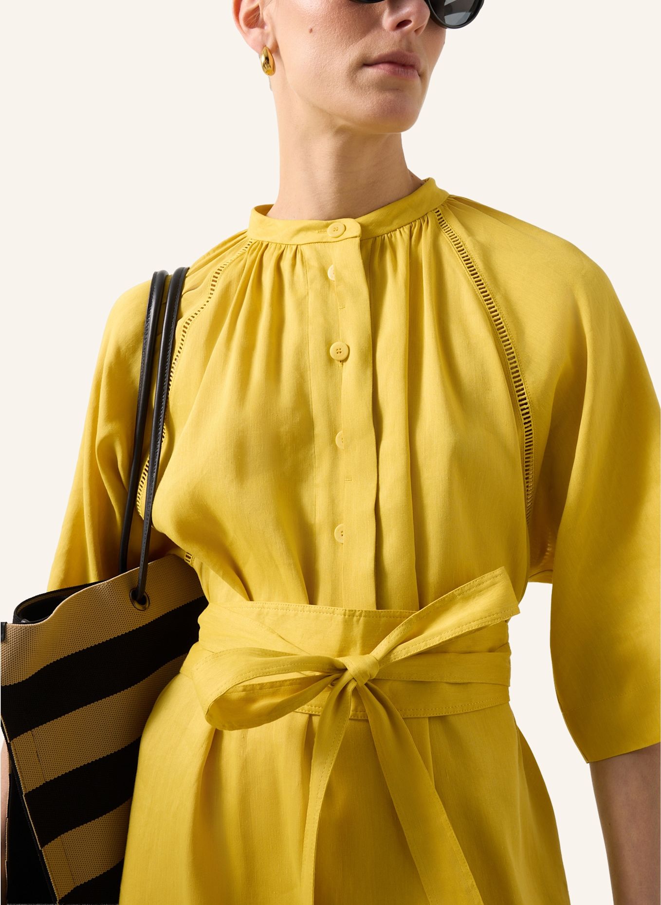 BOGNER Kleid CATELYN mit Leinen und 3/4-Arm: GELB