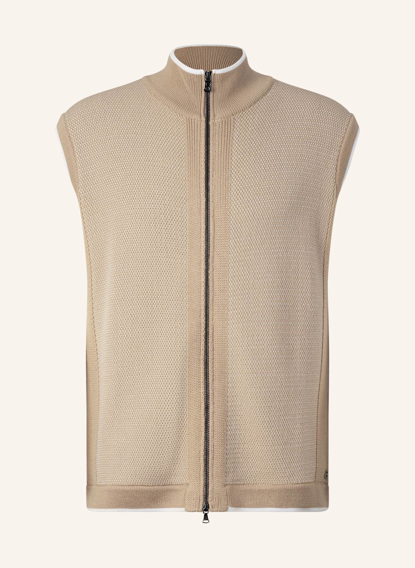 BOGNER Strickweste: BEIGE/ WEISS