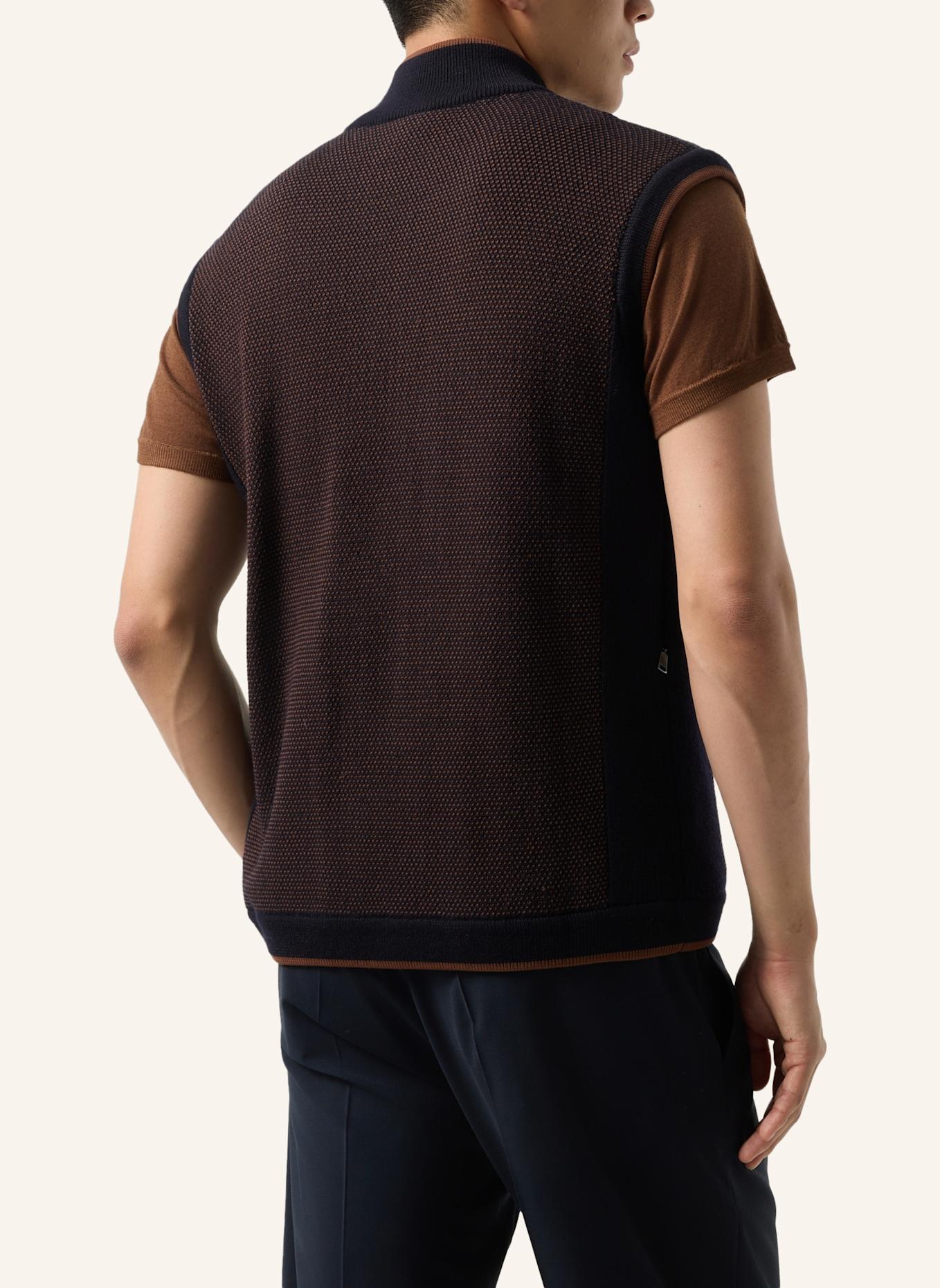 BOGNER Strickweste: BLAU/ BRAUN