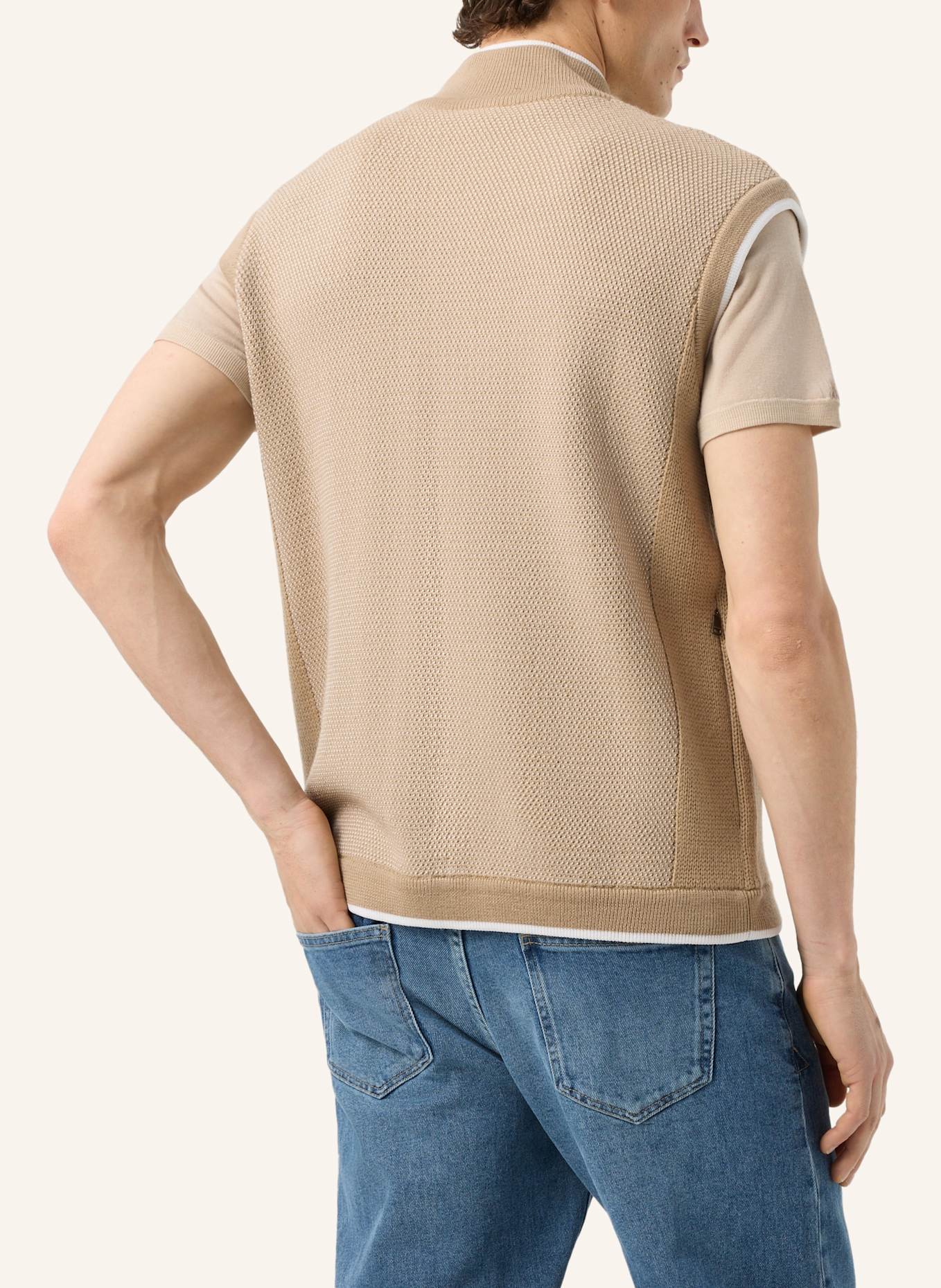 BOGNER Strickweste: BEIGE/ WEISS