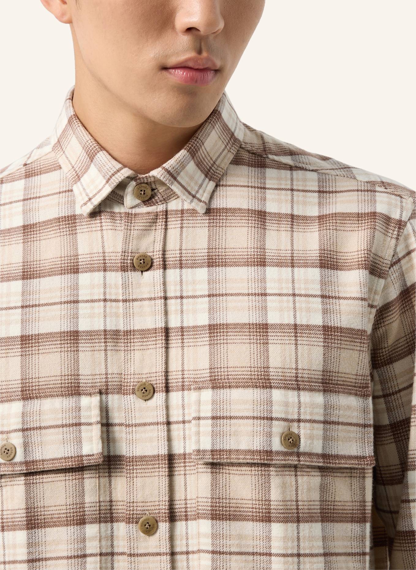 BOGNER Flanellhemd HEIKO Comfort Fit: BRAUN/ BEIGE