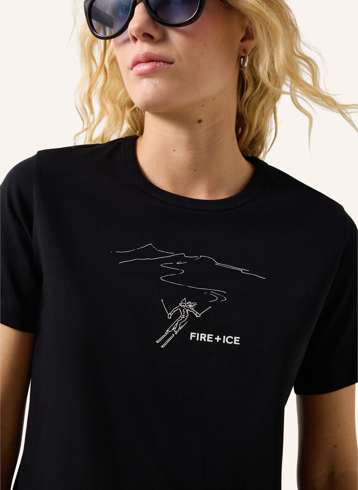 FIRE+ICE Baumwoll-T-Shirt Zyssa: SCHWARZ