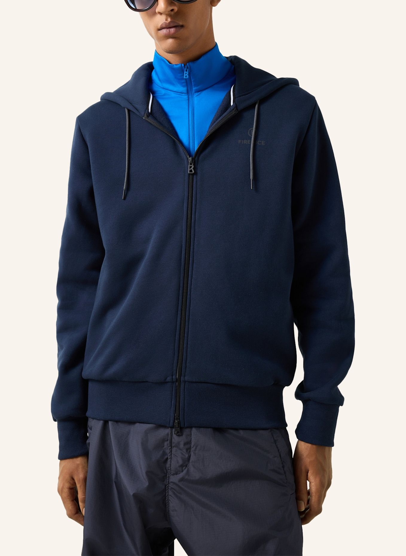 FIRE+ICE Corbell katoenen Hoodie-Sweatvest: DONKERBLAUW