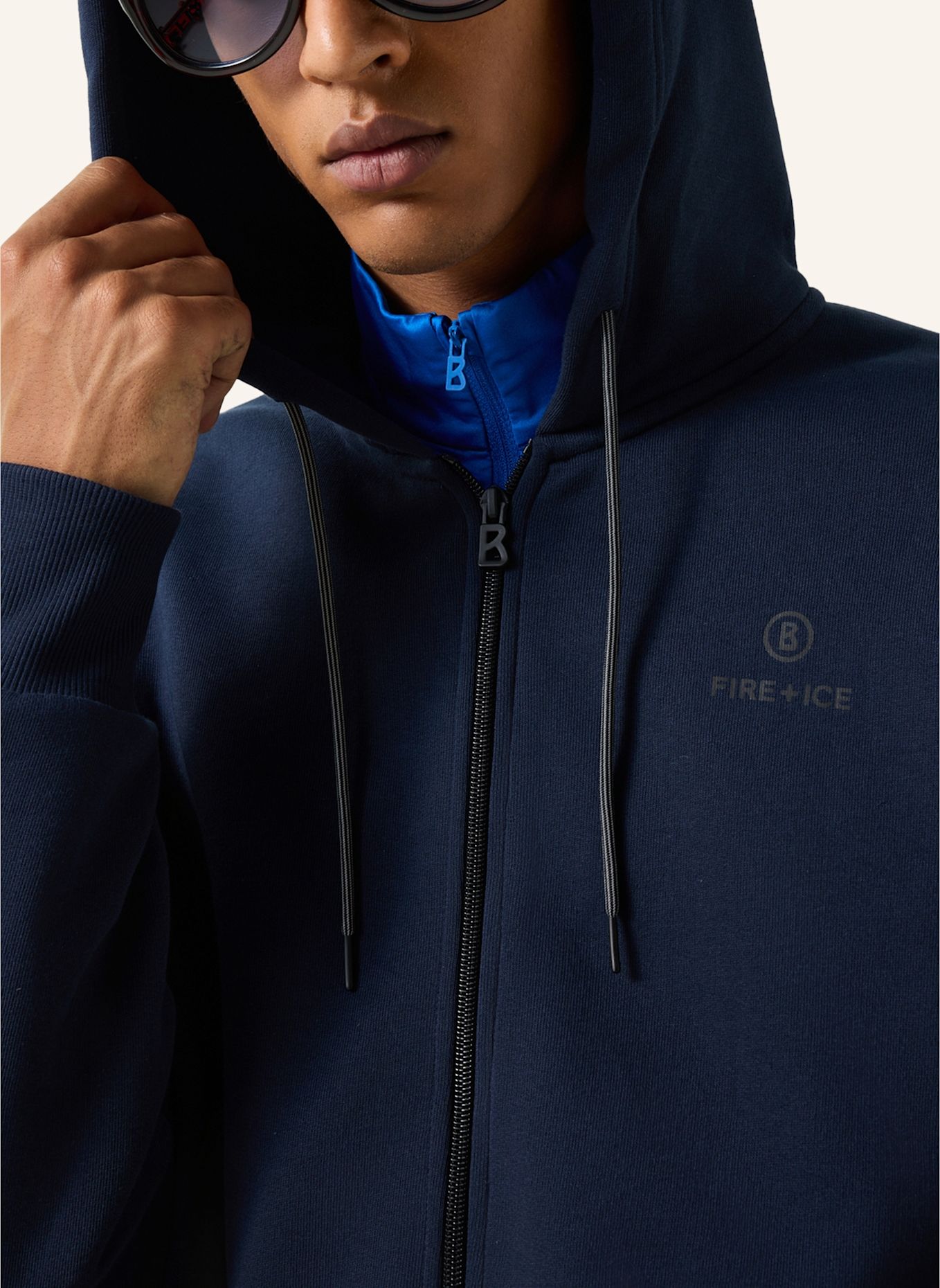 FIRE+ICE Corbell katoenen Hoodie-Sweatvest: DONKERBLAUW