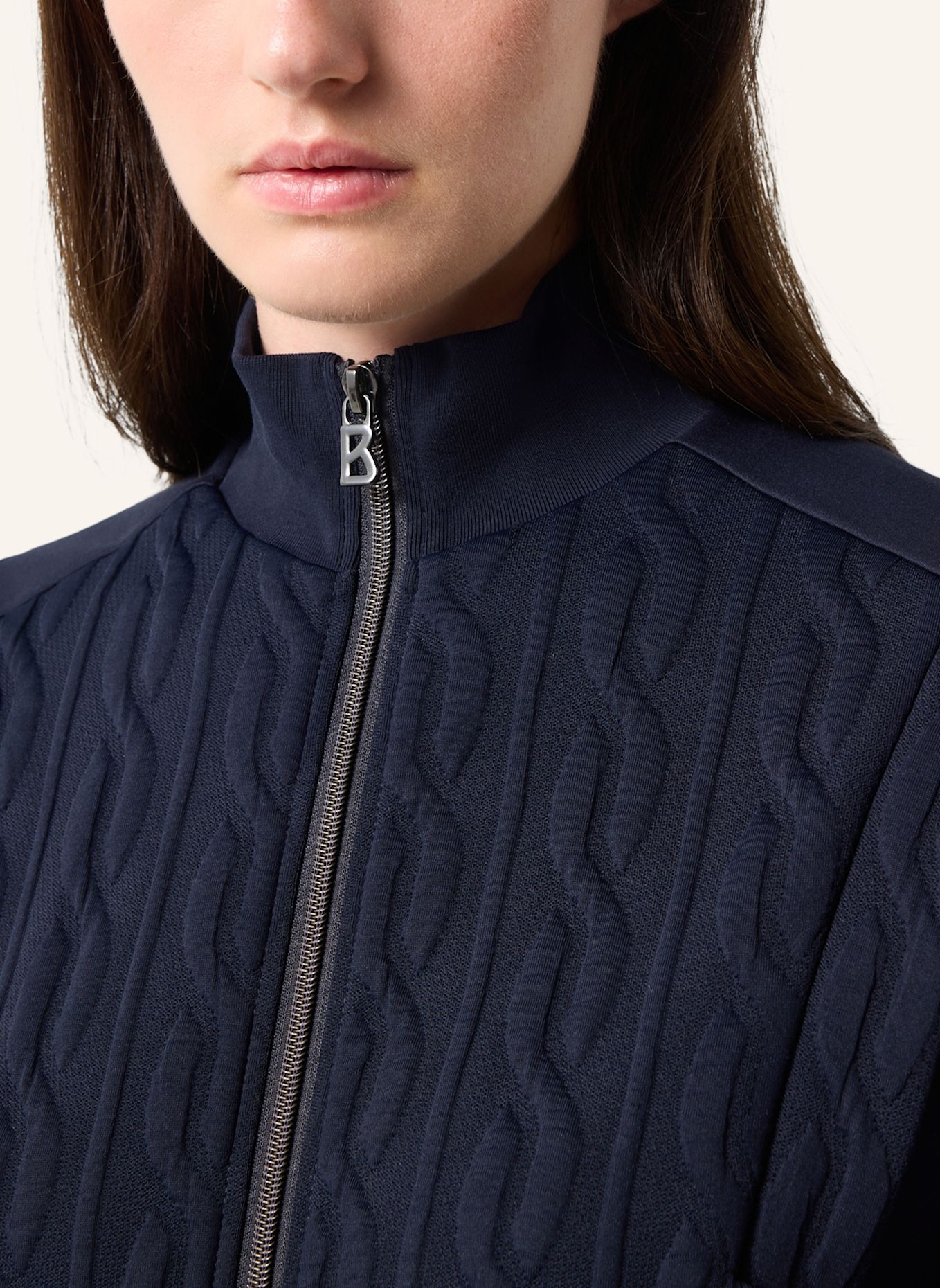 BOGNER Sweatjack KATALINA in een mix van materialen: DONKERBLAUW