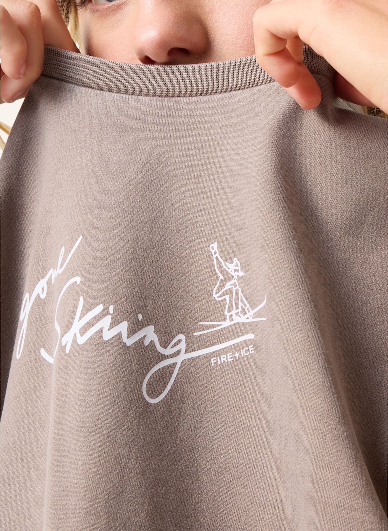 FIRE+ICE Katoenen T-shirt Cara: TAUPE