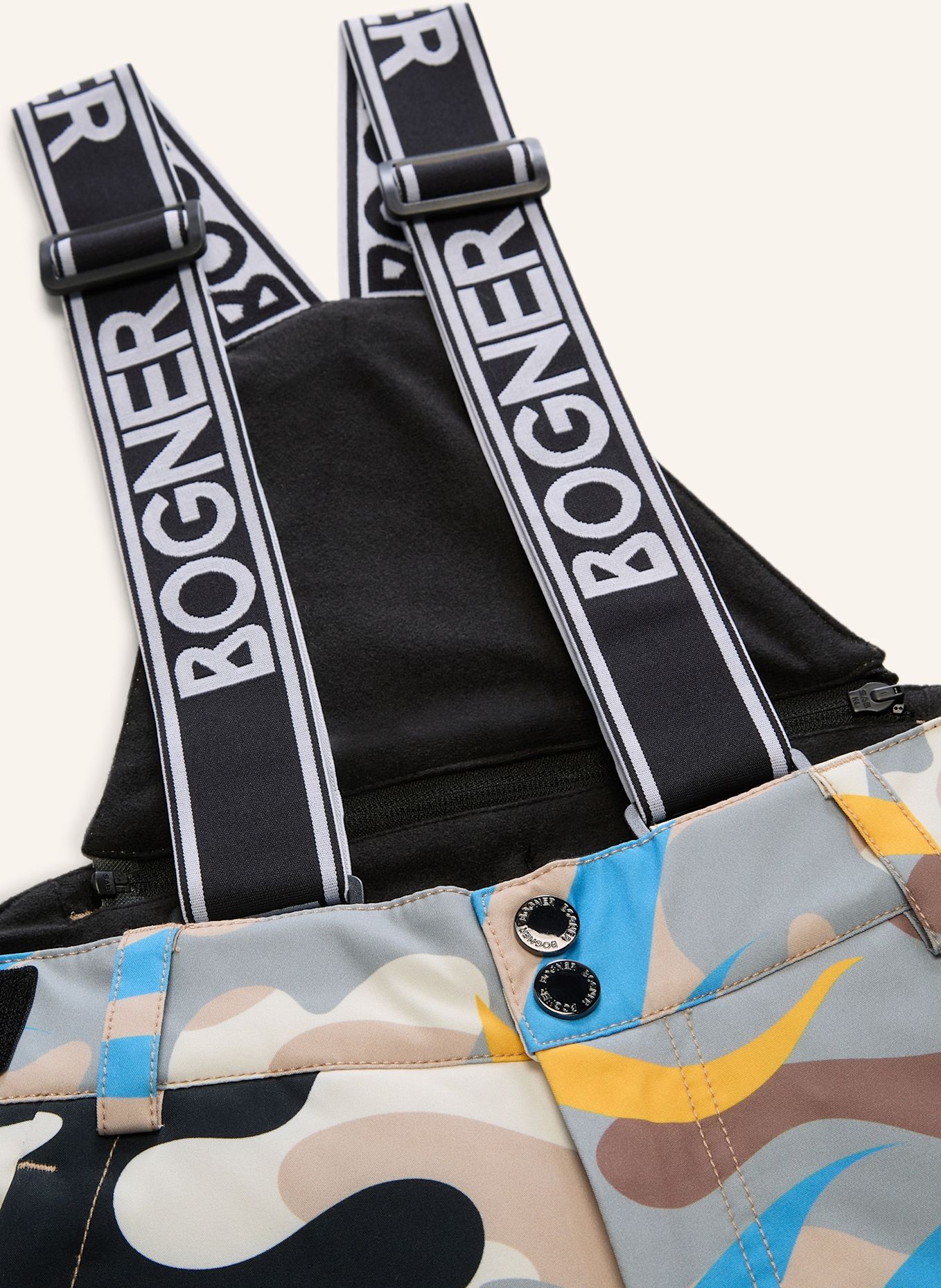 BOGNER Kinderskibroek Yuki: BEIGE / BLAUW / ZWART