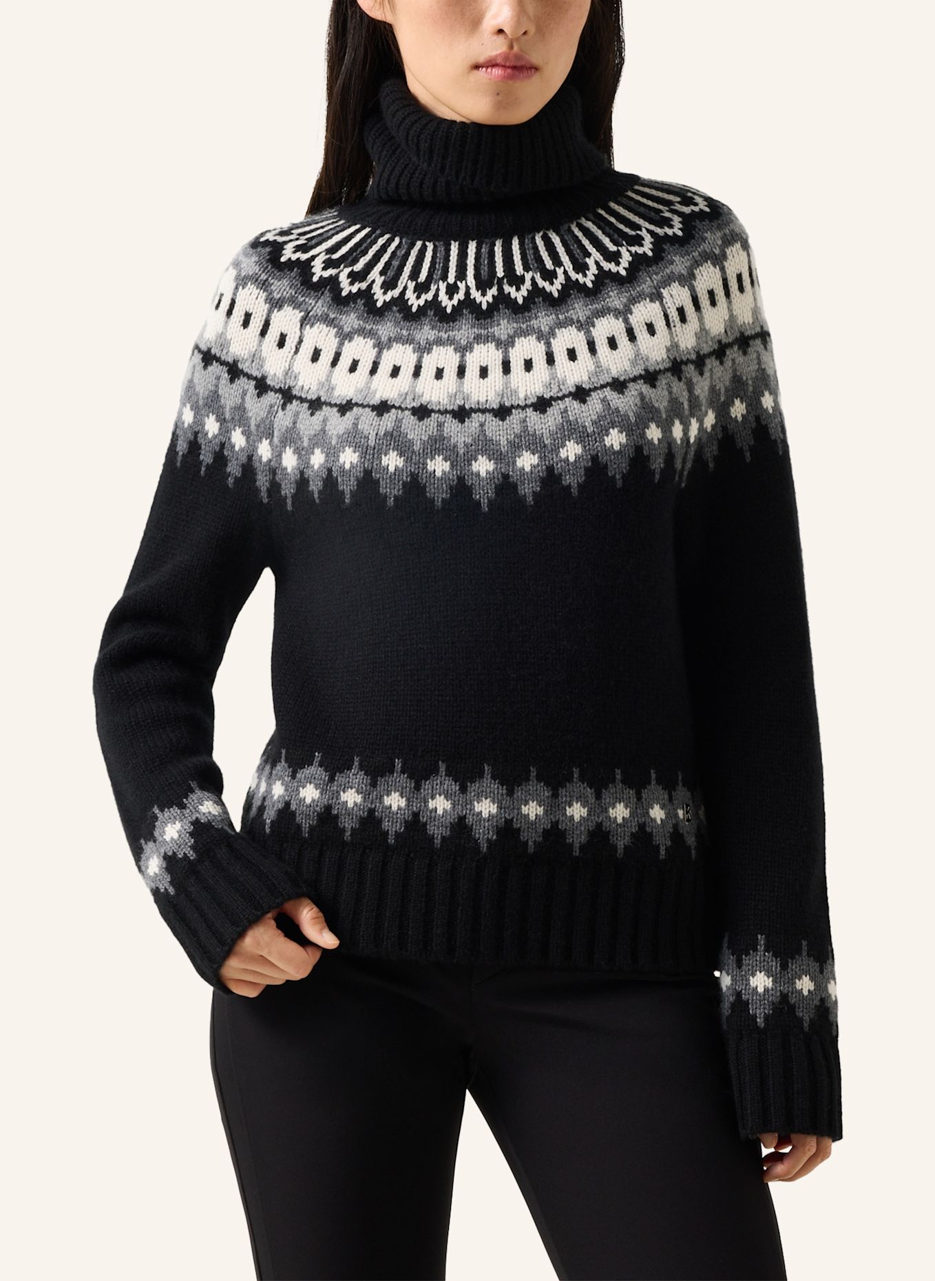 BOGNER Trui met col INGRID-2: ZWART / GRIJS