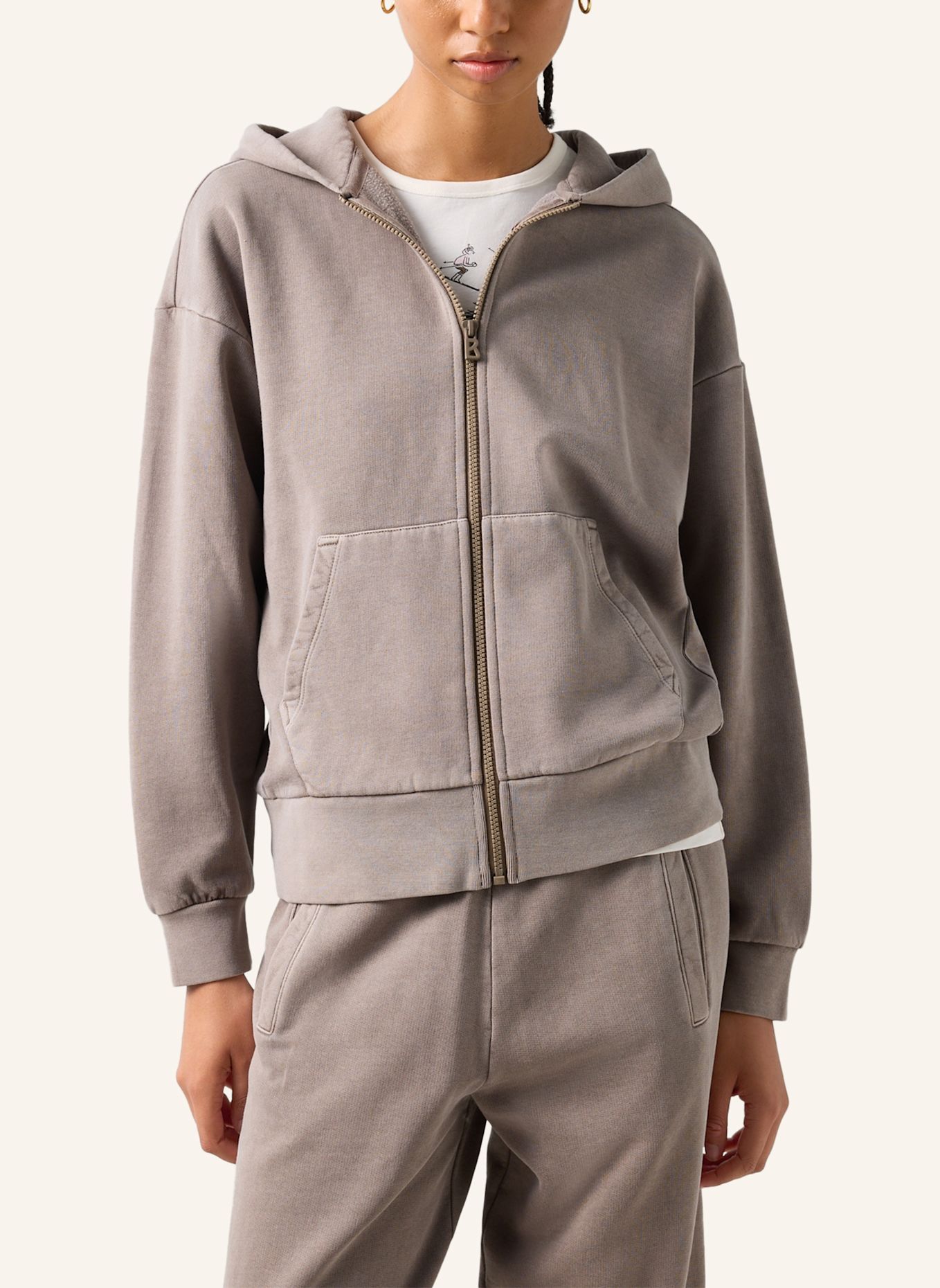 FIRE+ICE Baumwoll-Hoodie-Sweatjacke Ilona: TAUPE