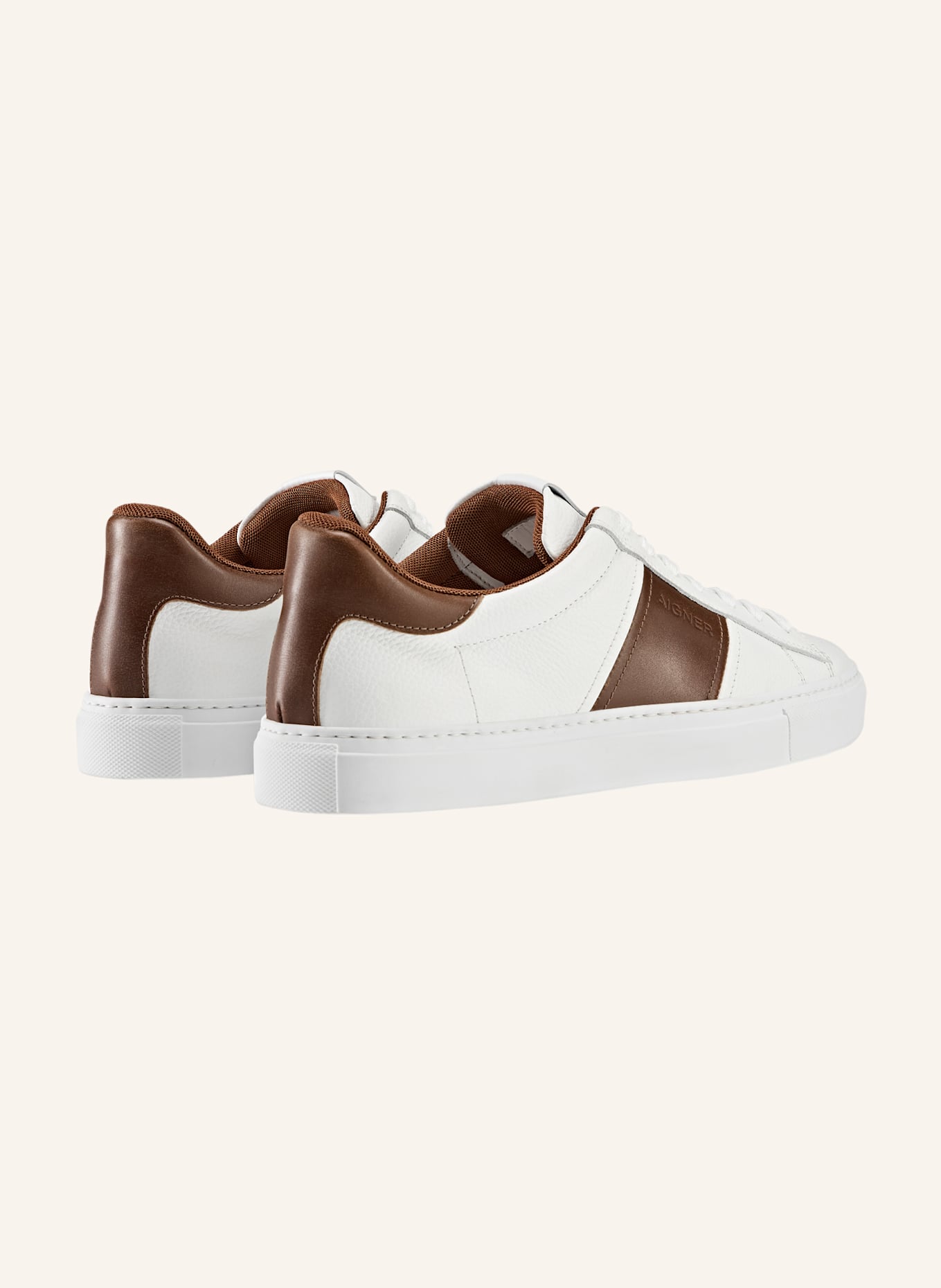 AIGNER classic sneaker DAVID 67B: WEISS/ BEIGE/ COGNAC