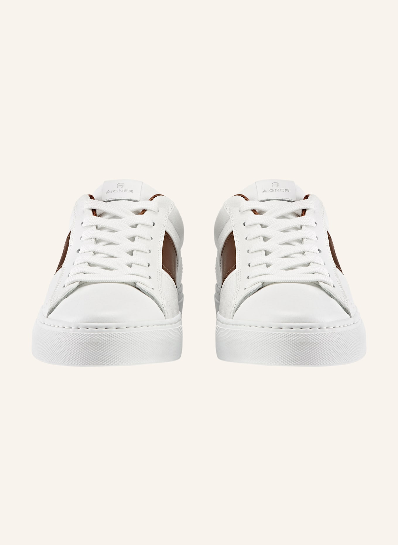 AIGNER classic sneaker DAVID 67B: WEISS/ BEIGE/ COGNAC