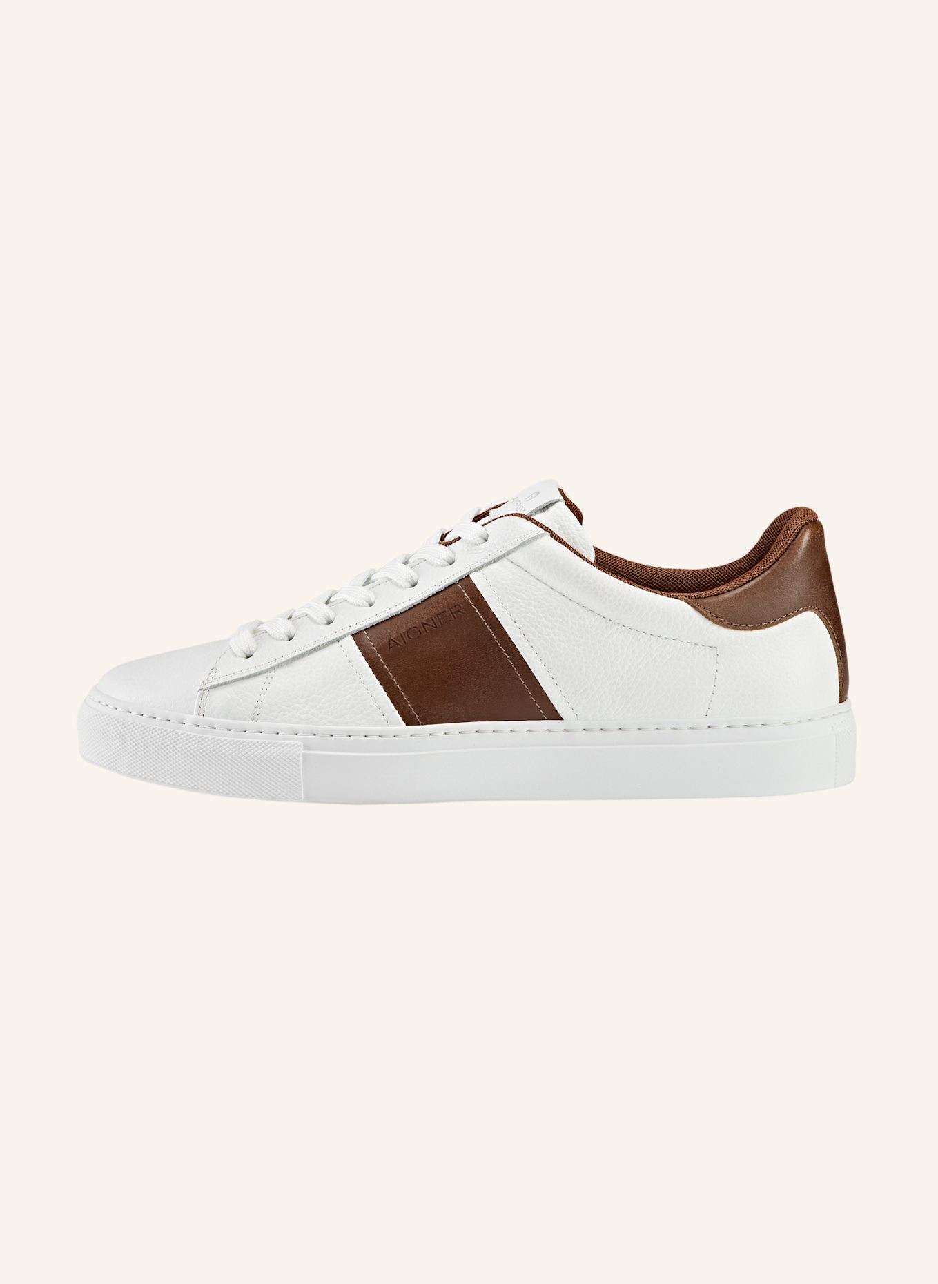AIGNER classic sneaker DAVID 67B: WEISS/ BEIGE/ COGNAC