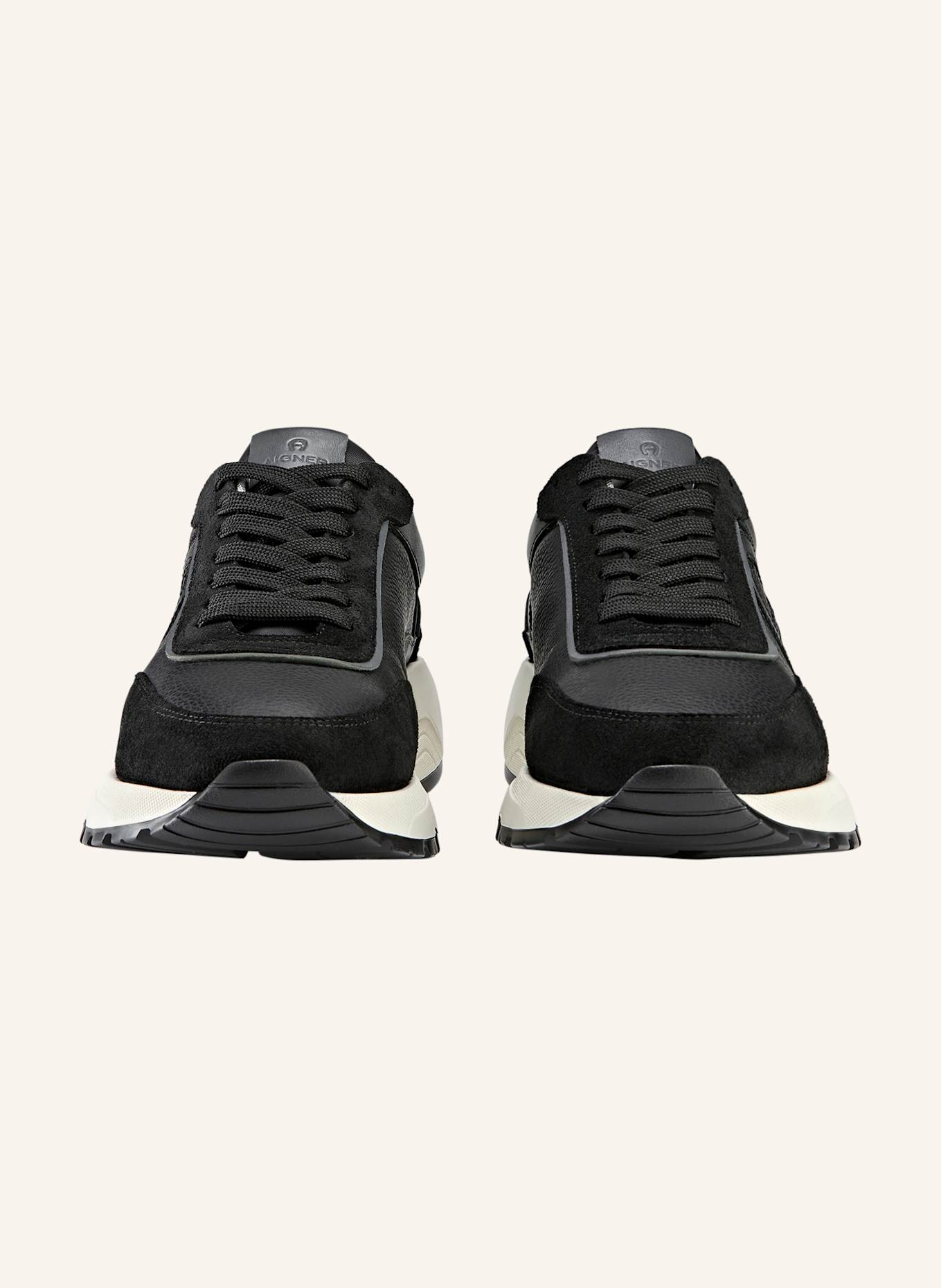 AIGNER runner sneaker JUSTIN 6A: SCHWARZ/ WEISS