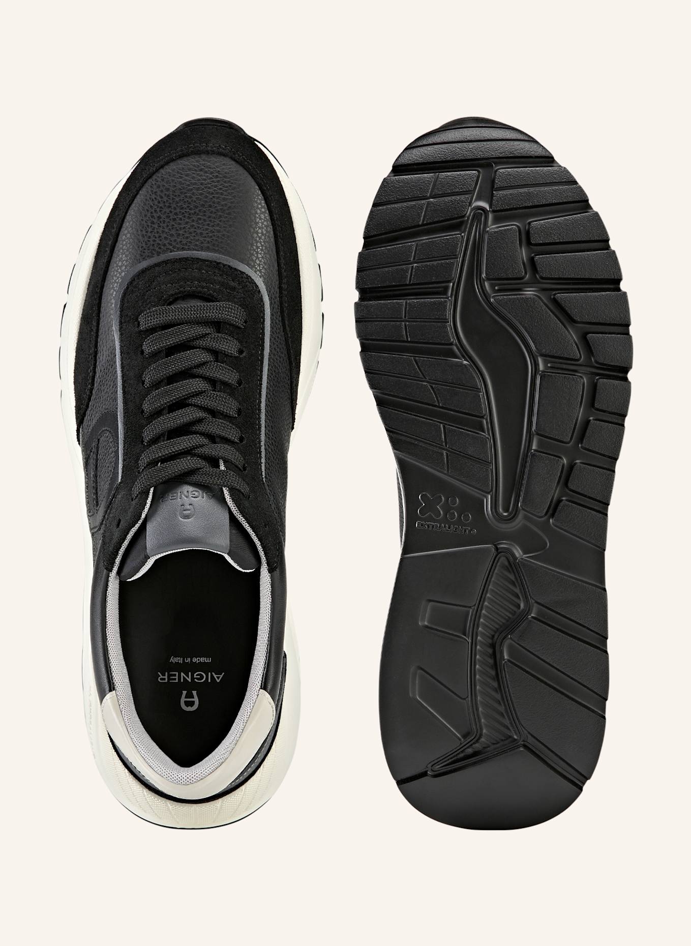 AIGNER runner sneaker JUSTIN 6A: SCHWARZ/ WEISS